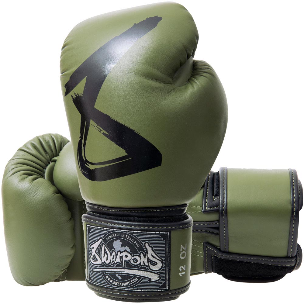 8 WEAPONS Boxing Gloves, BIG 8 Premium, olive, 12 Oz