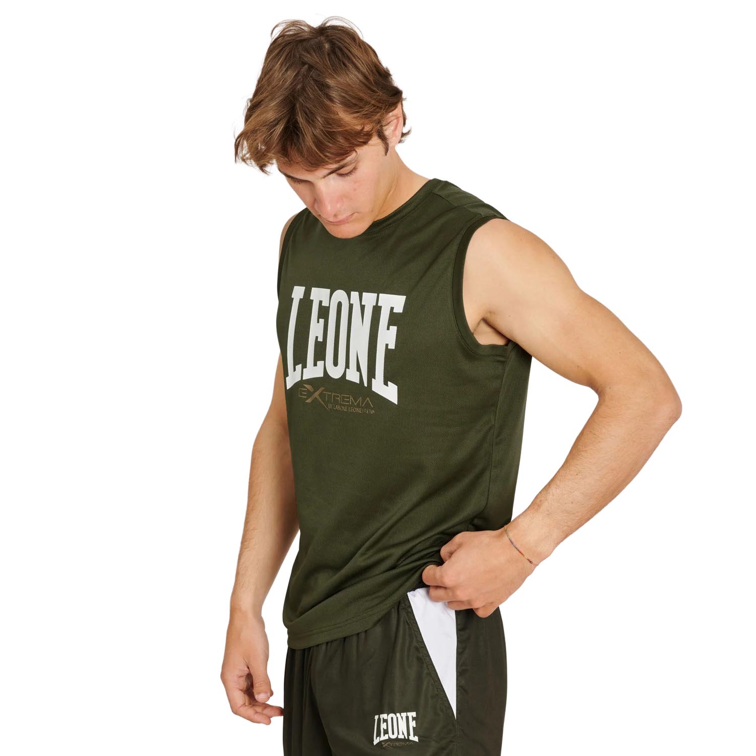 LEONE Tank Top, Logo, khaki-white, S