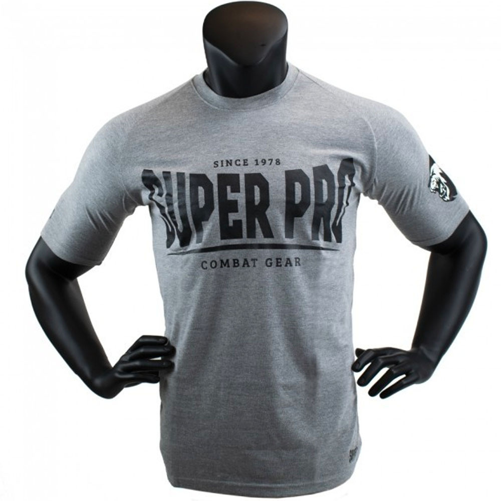 Super Pro T-Shirt Logo, grau-schwarz, S