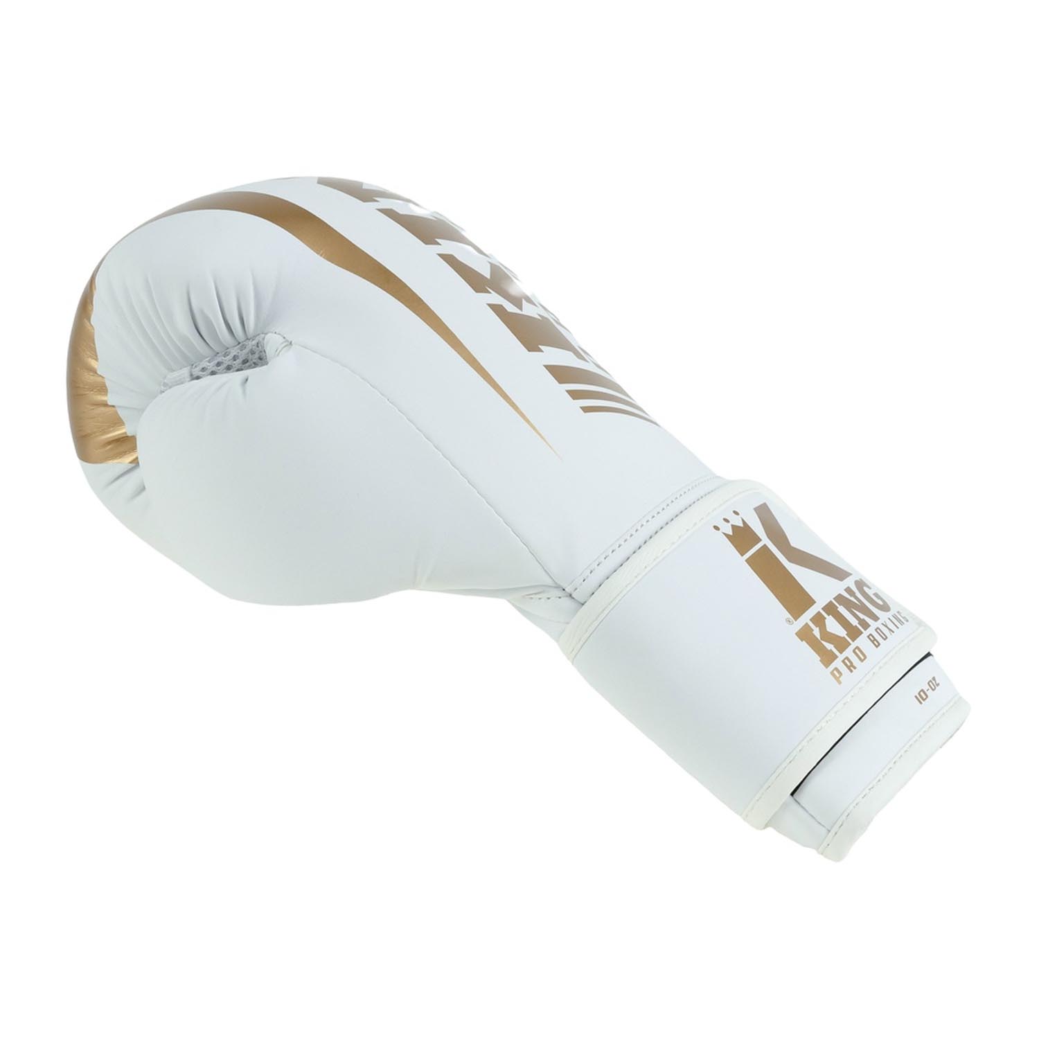 KING PRO BOXING Boxing Gloves, Revo 9, white-gold, 16 Oz