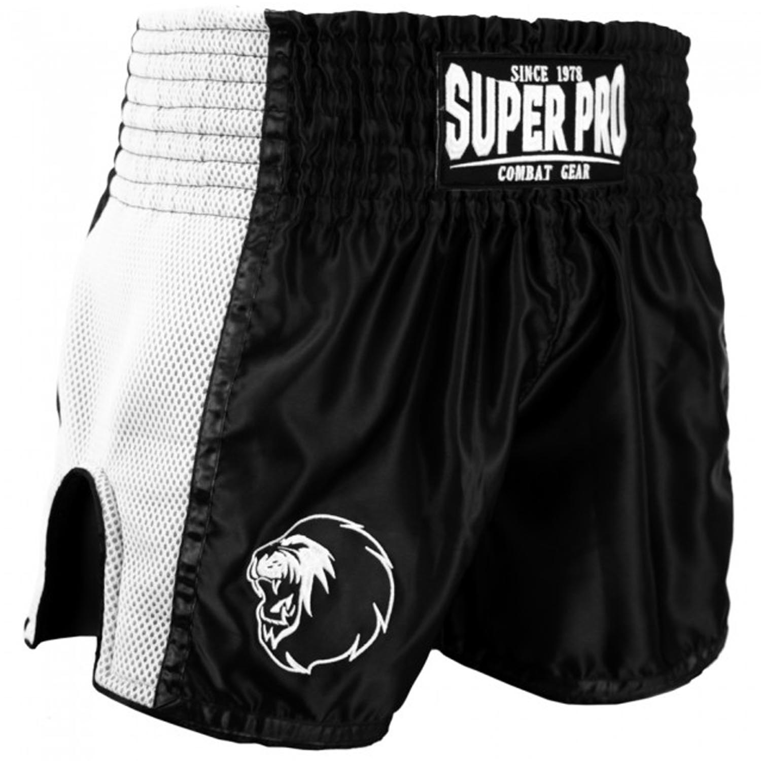 Super Pro Muay Thai Shorts, Brave, schwarz-weiß, XXL