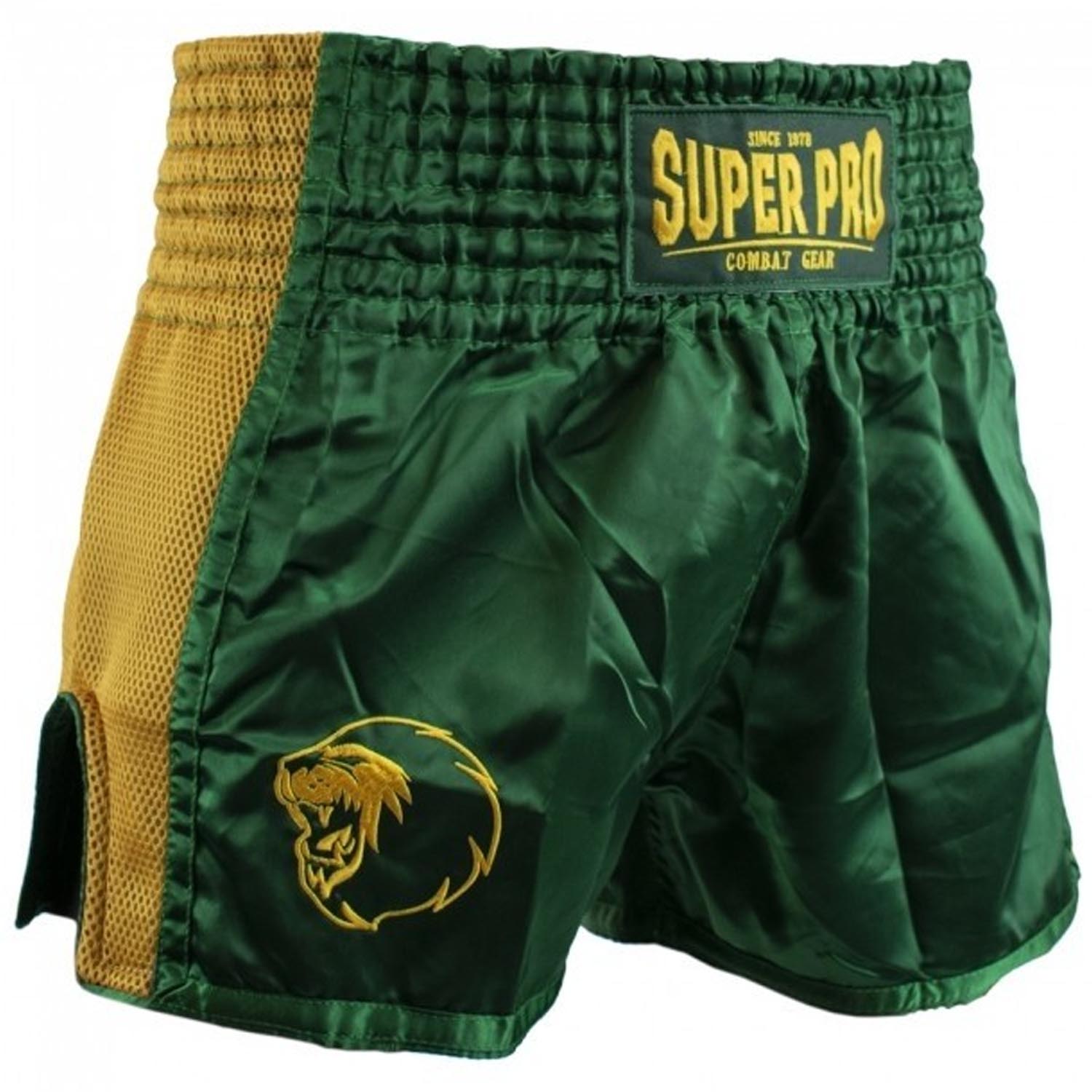 Super Pro Muay Thai Shorts, Brave, green-gold, S