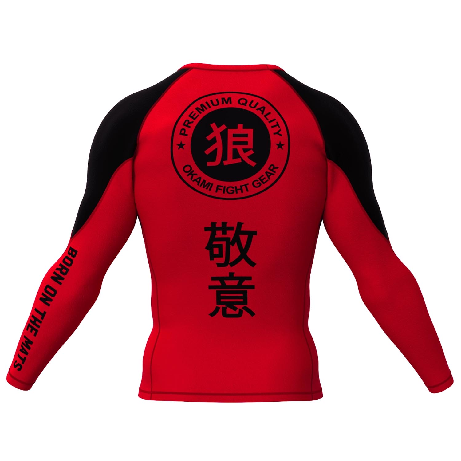 OKAMI Rashguard, L/S, Keii Flame, red-black, XXL