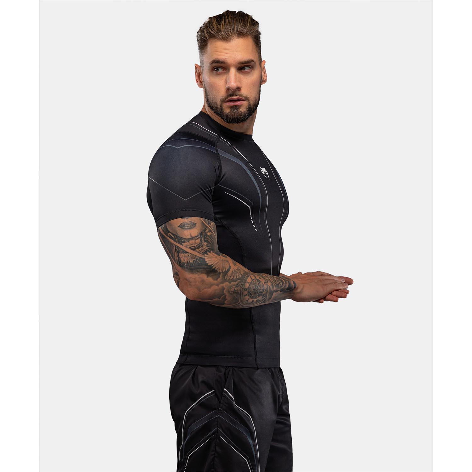 VENUM Rashguard, S/S, Streamline, black-white, M