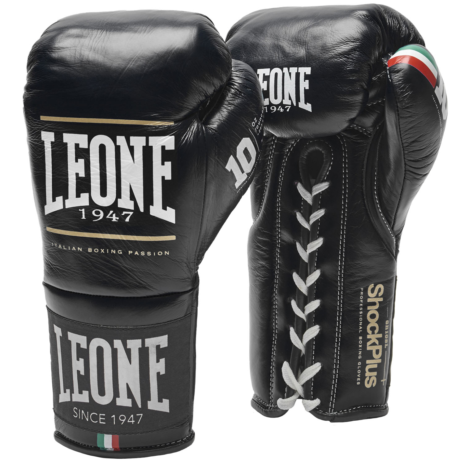 LEONE Boxing Gloves, Shock Plus, GN102L, black, 10 Oz