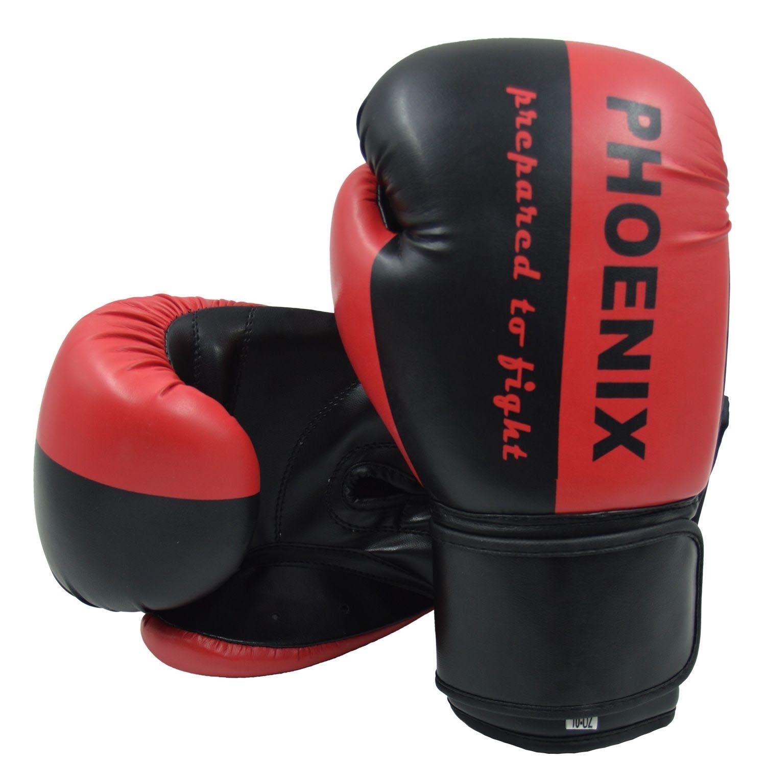 PX Boxing Gloves, Prepared to Fight, black-red