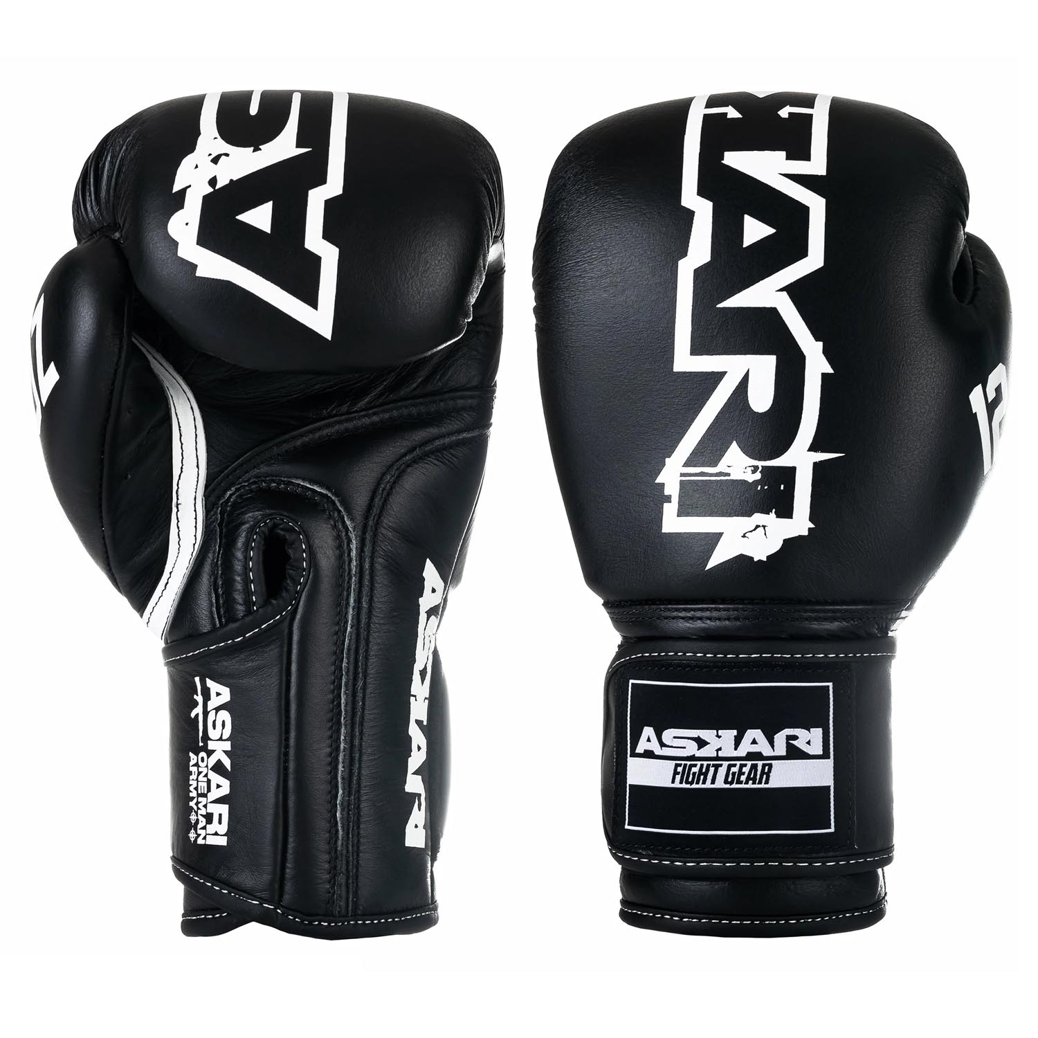 ASKARI Boxing Gloves, Pro Series, black-white, 10 Oz