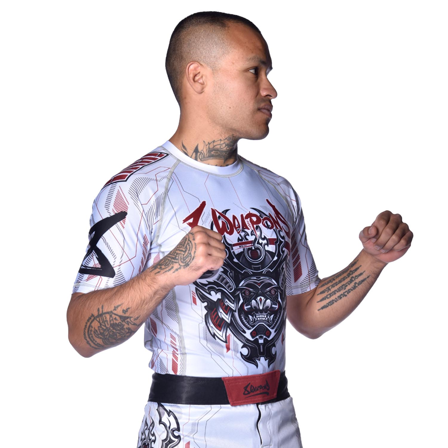 8 WEAPONS Rashguard, S/S, Samurai 2.0, white-red, XXL