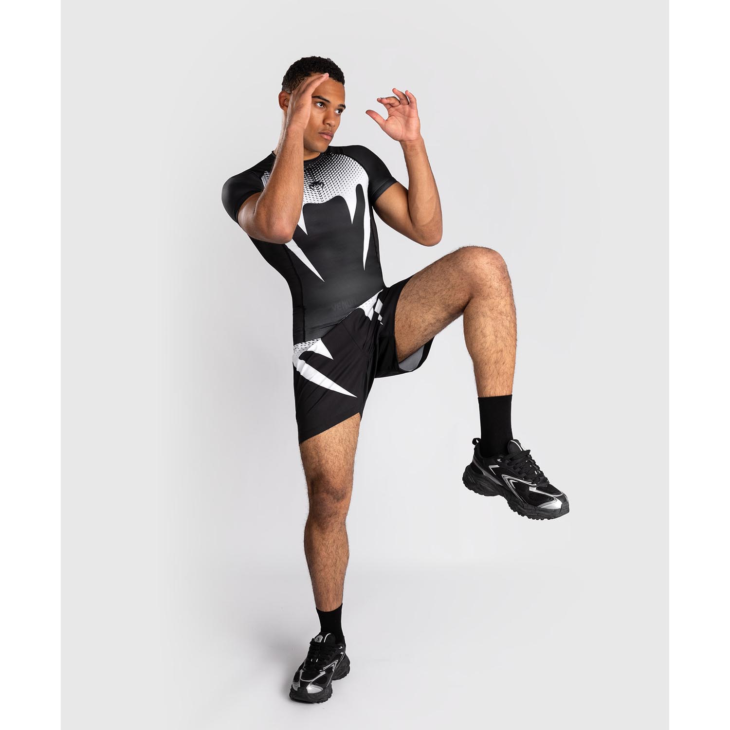 VENUM Rashguards, S/S, No Gi, black-white, M