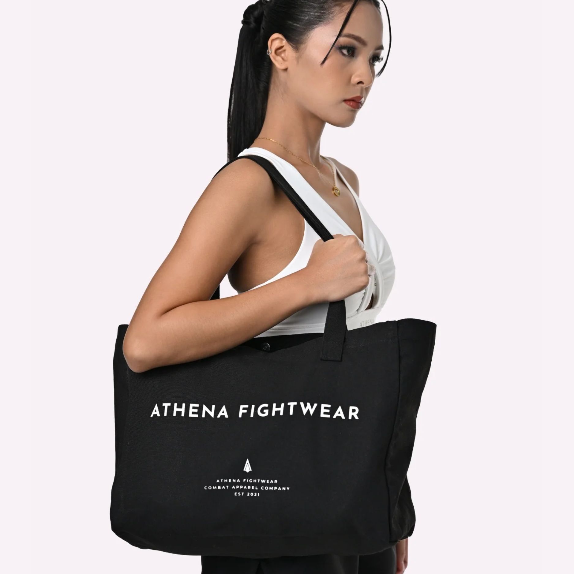 ATHENA Shoulder bag, Canva, black