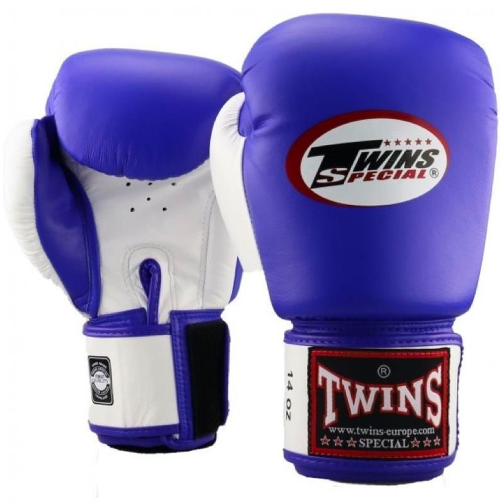 TWINS Special Boxhandschuhe, Leder, BGVL-3, blau-weiß, 12 Oz