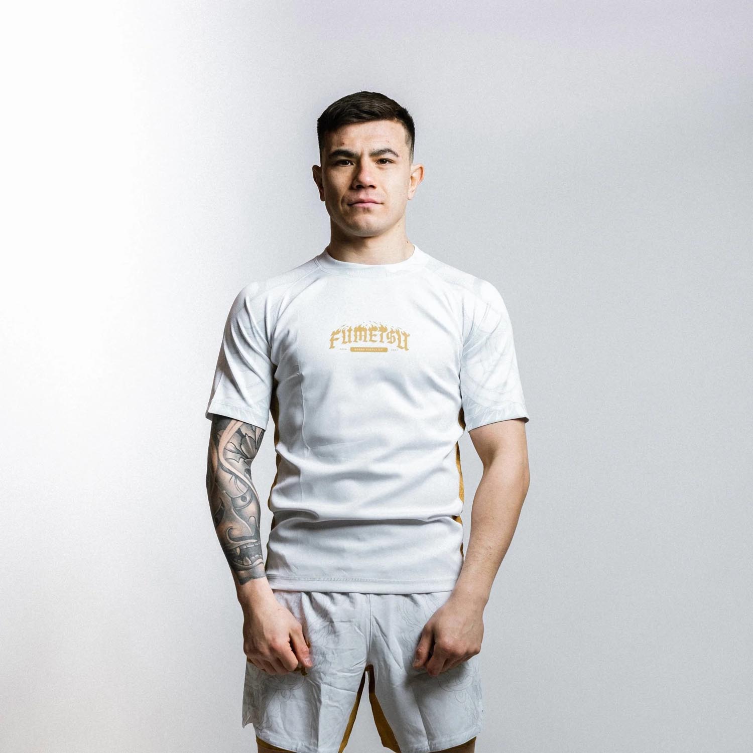 Fumetsu Rashguard, S/S, Oni, white-gold, XXL