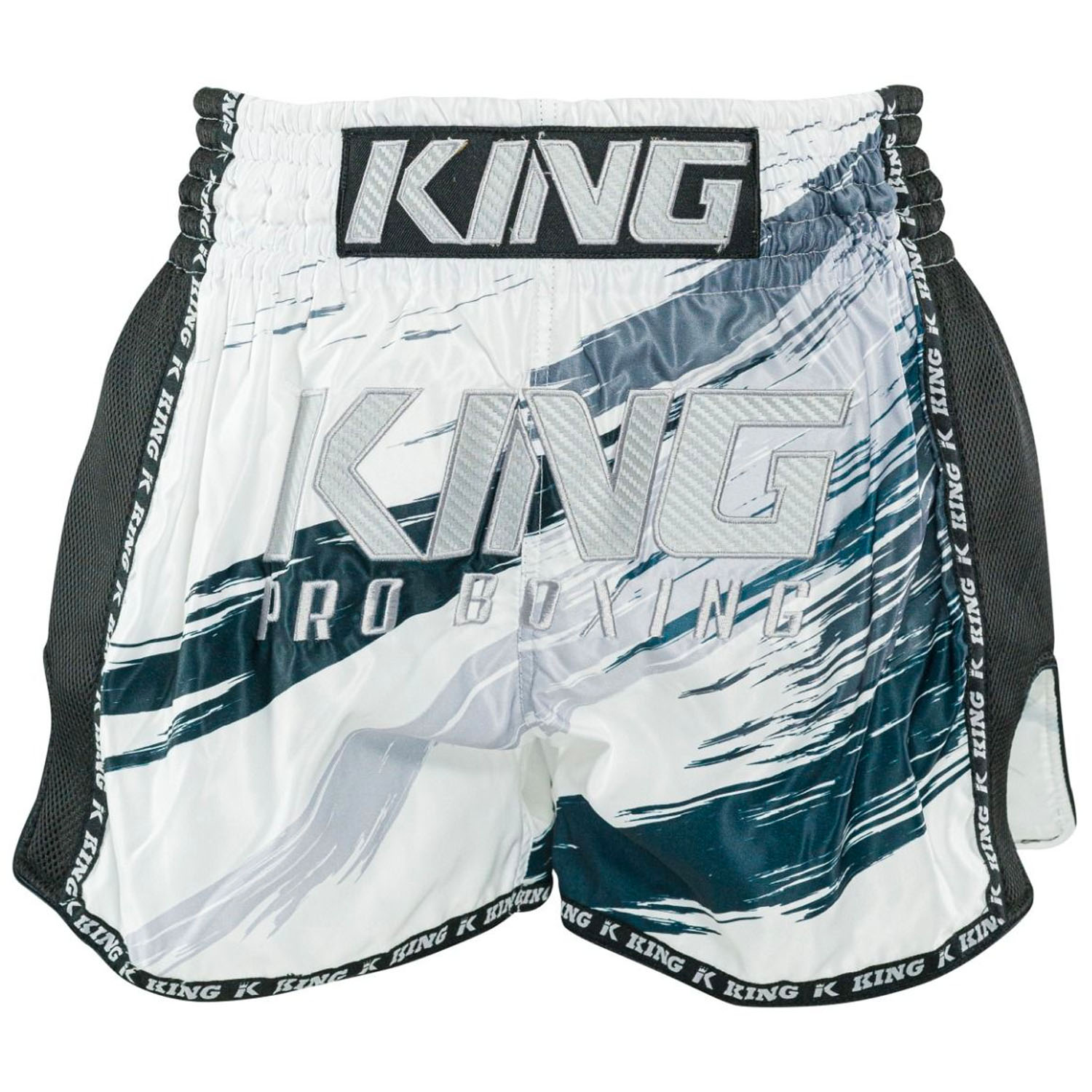KING PRO Boxing Muay Thai Shorts, Storm 2, schwarz-weiß