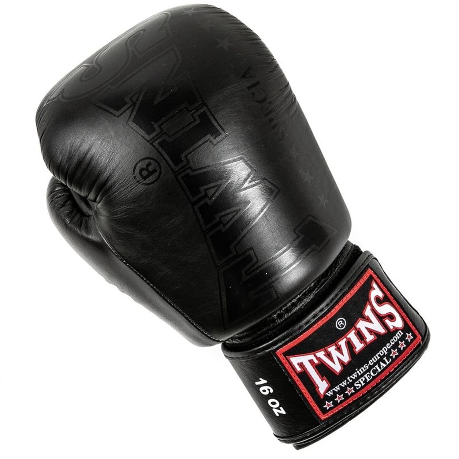 TWINS Special Boxing Gloves, Leather, BGVL-8, black-black, 14 Oz