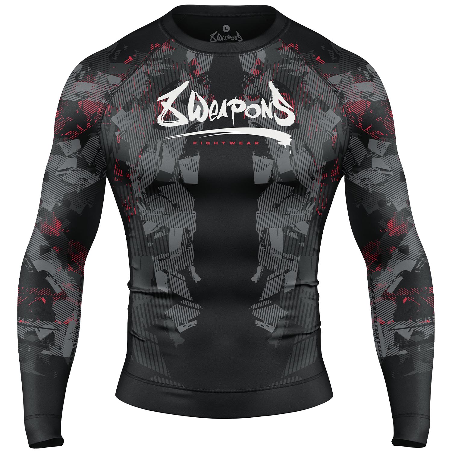 8 WEAPONS Rashguard, L/S, Hit 2.0, black-red, L