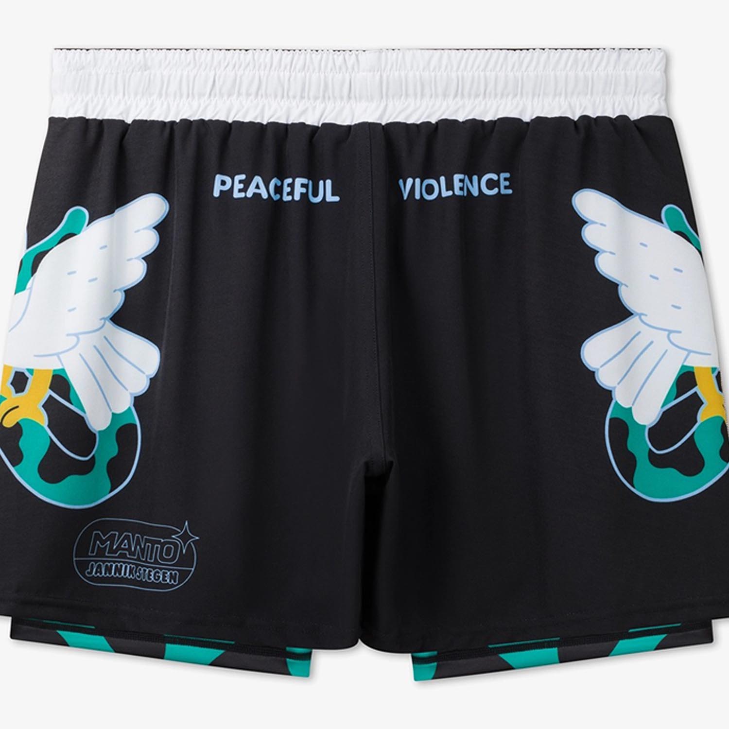 MANTO MMA Fight Shorts, Dove, black-white, XXL