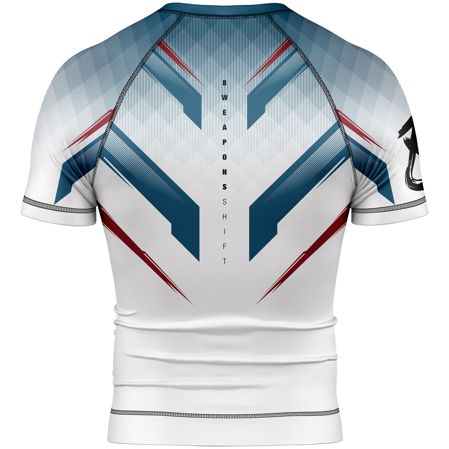 8 WEAPONS Rashguard, S/S, Shift, white-navy-red, XXL