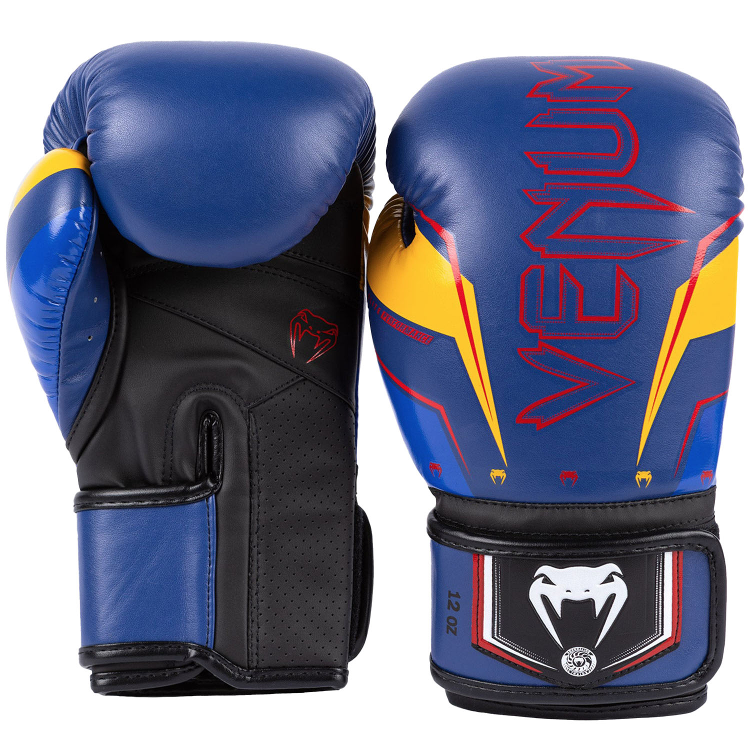 VENUM Boxing Gloves, Elite Evo, blue-yellow, 14 Oz