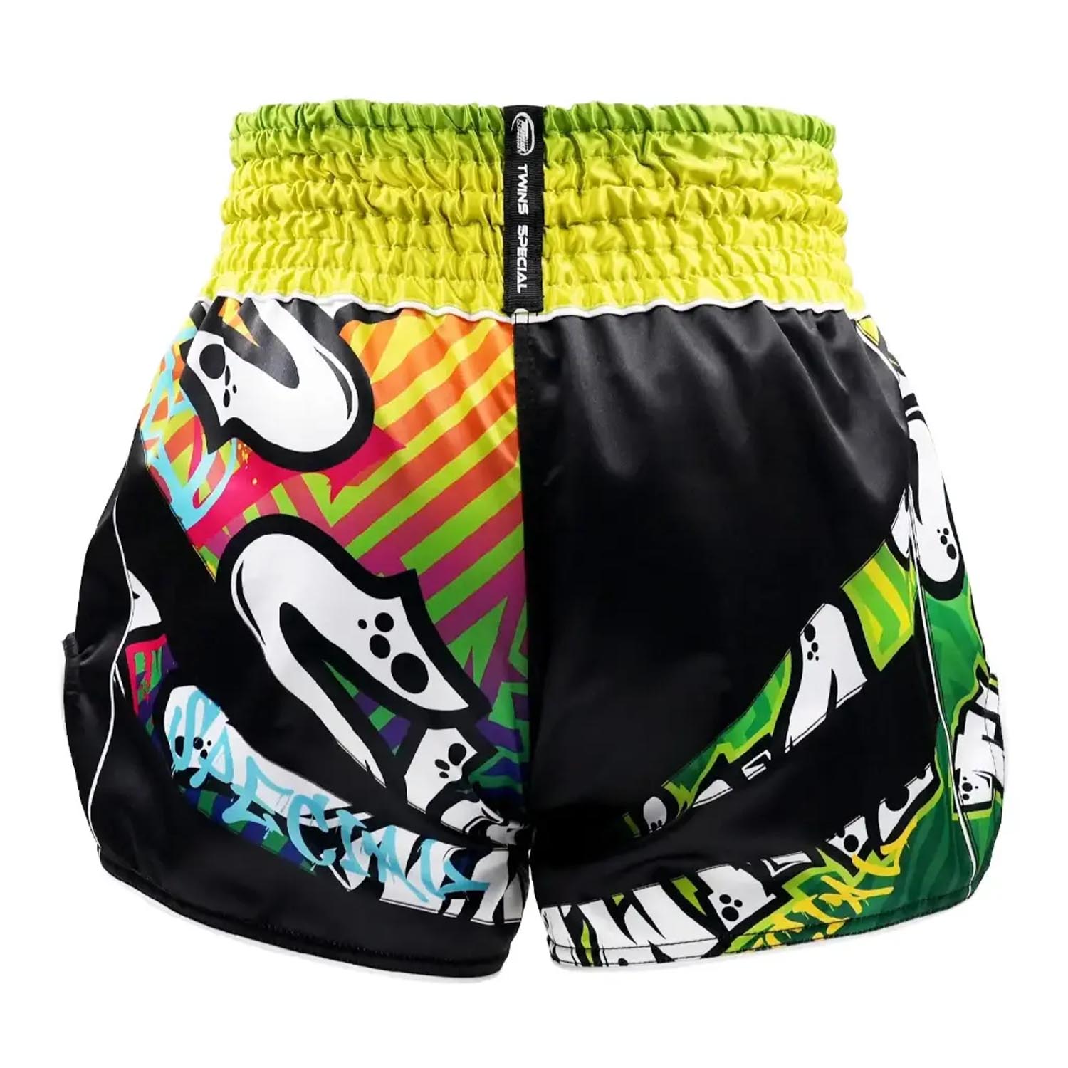 TWINS Special Muay Thai Shorts, Graffiti, black-green, L