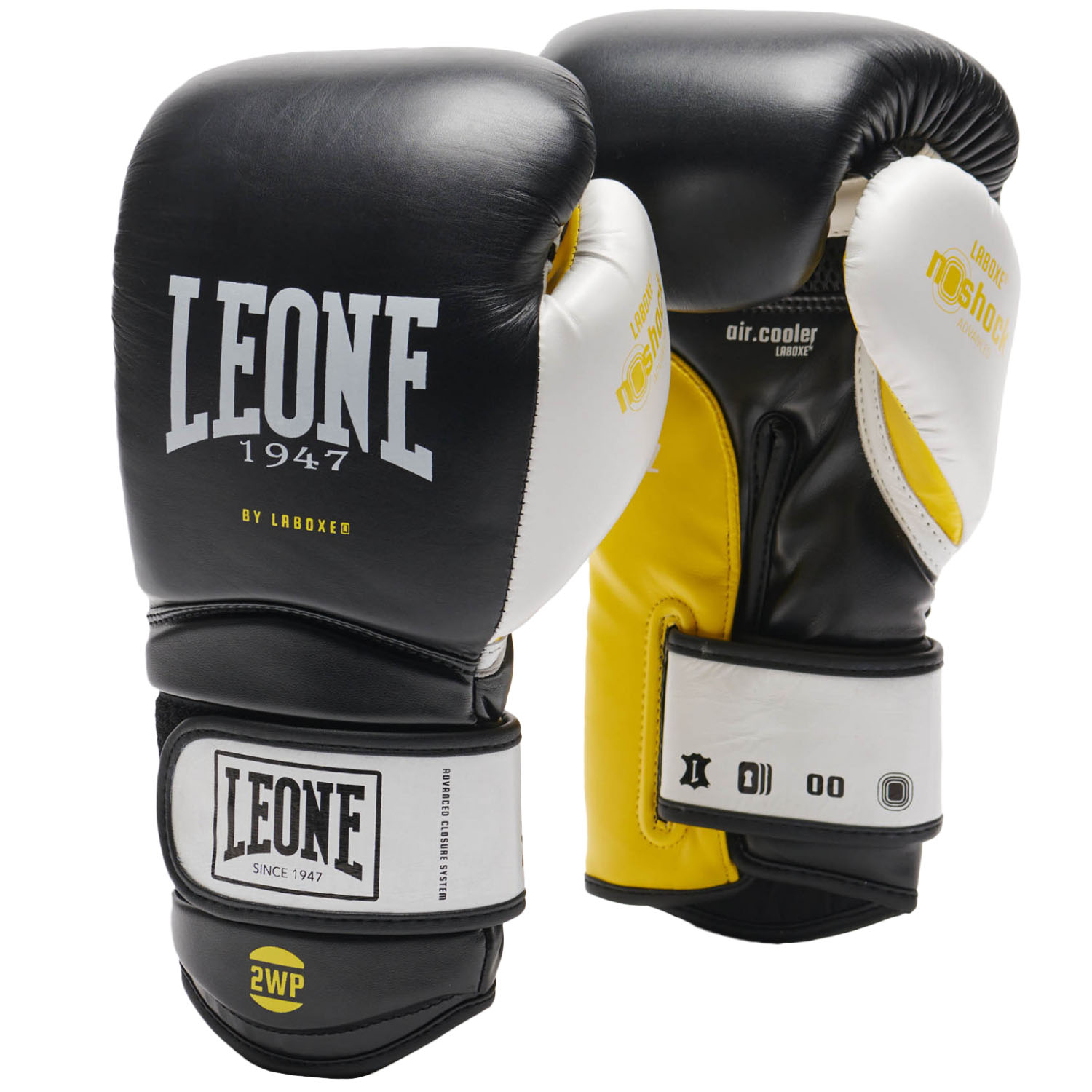 LEONE Boxhandschuhe, Il Tecnico N3, GN113, schwarz-weiß-gelb
