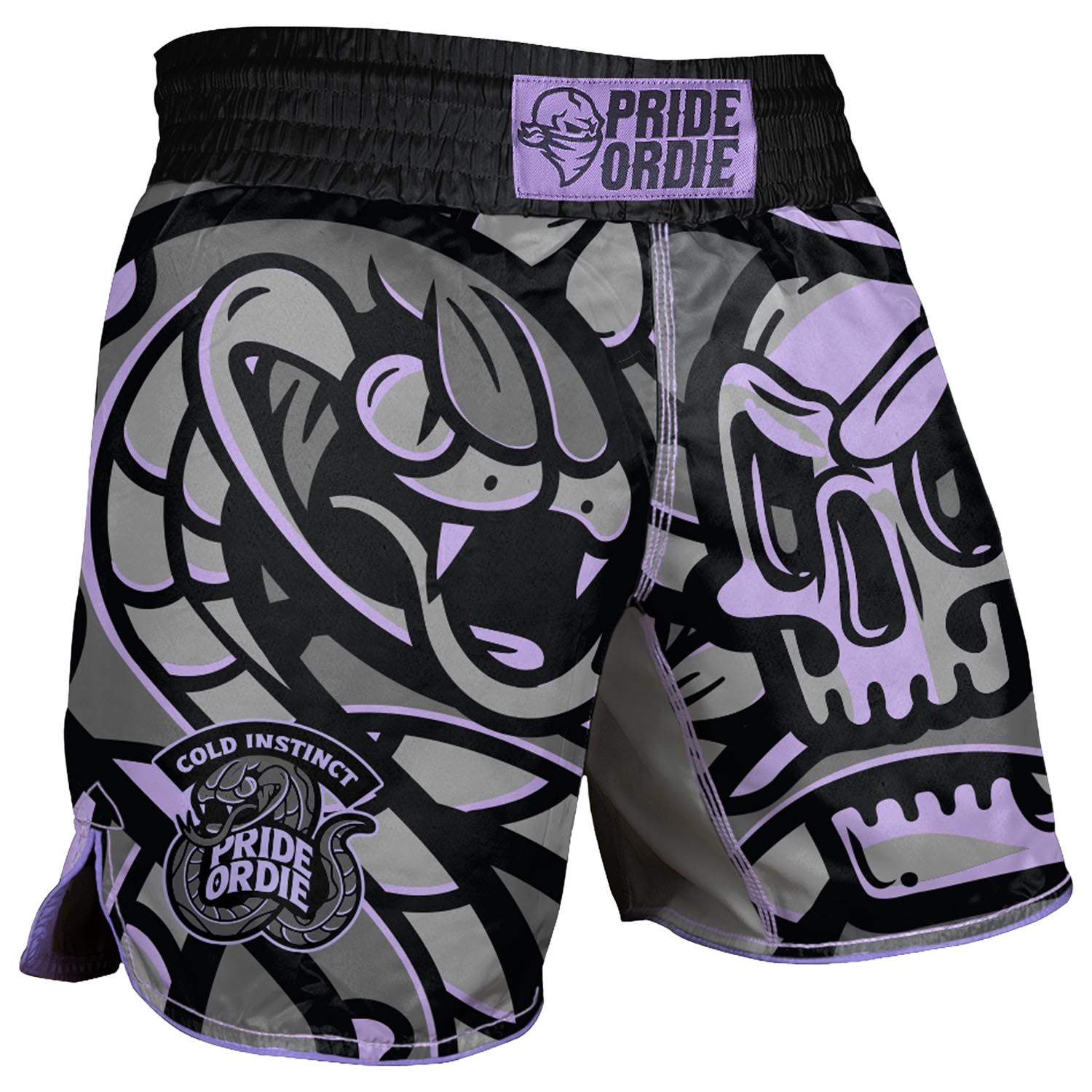 PRiDEorDiE MMA Fight Shorts, Cold Instinct, grey-purple, S