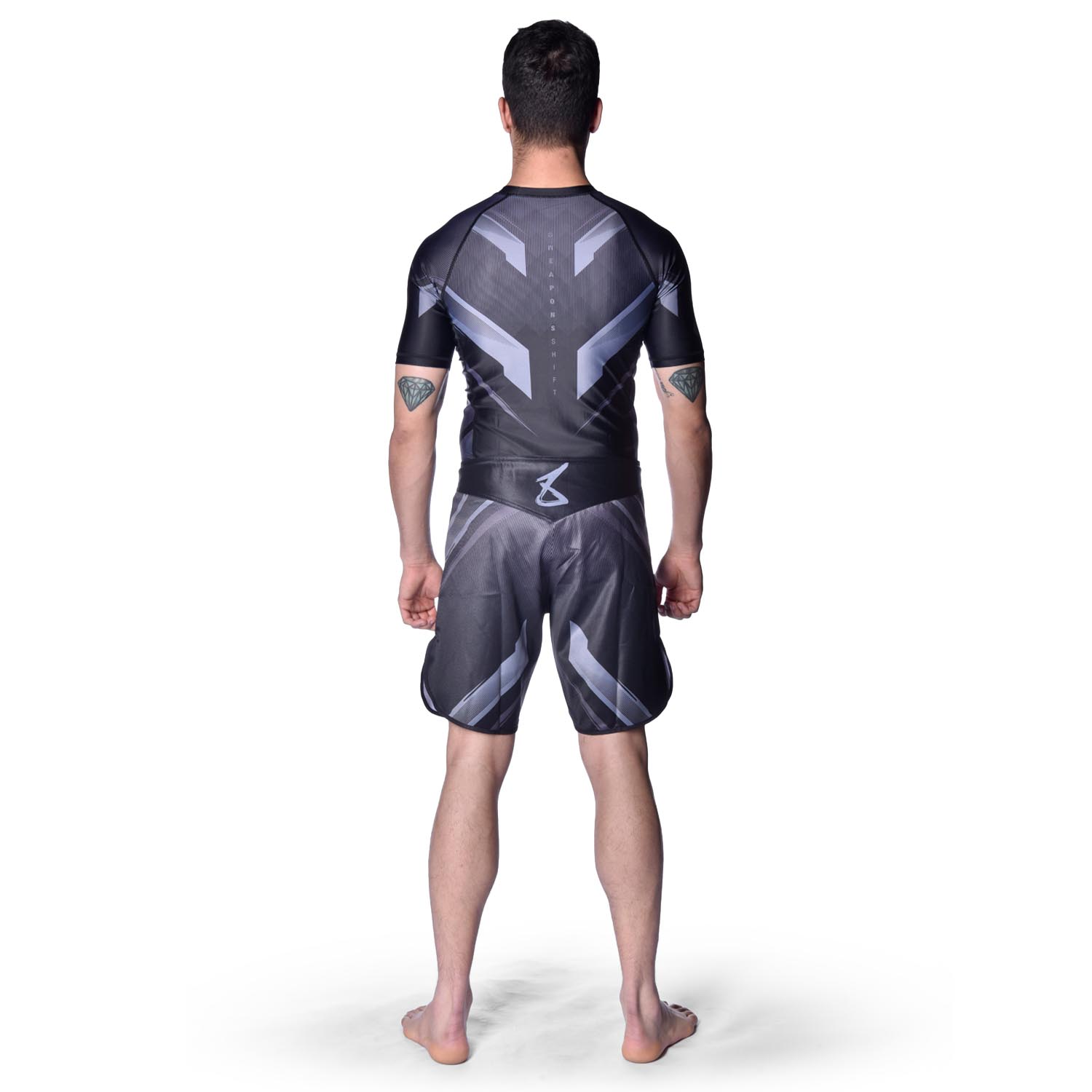 8 WEAPONS Rashguard, S/S, Shift, schwarz-matt XXL