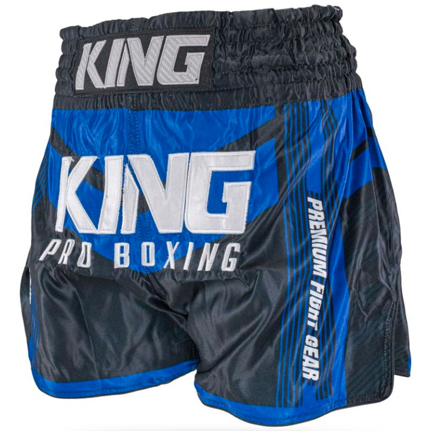KING PRO Boxing Muay Thai Shorts, Endurance 5, black-blue, XXL