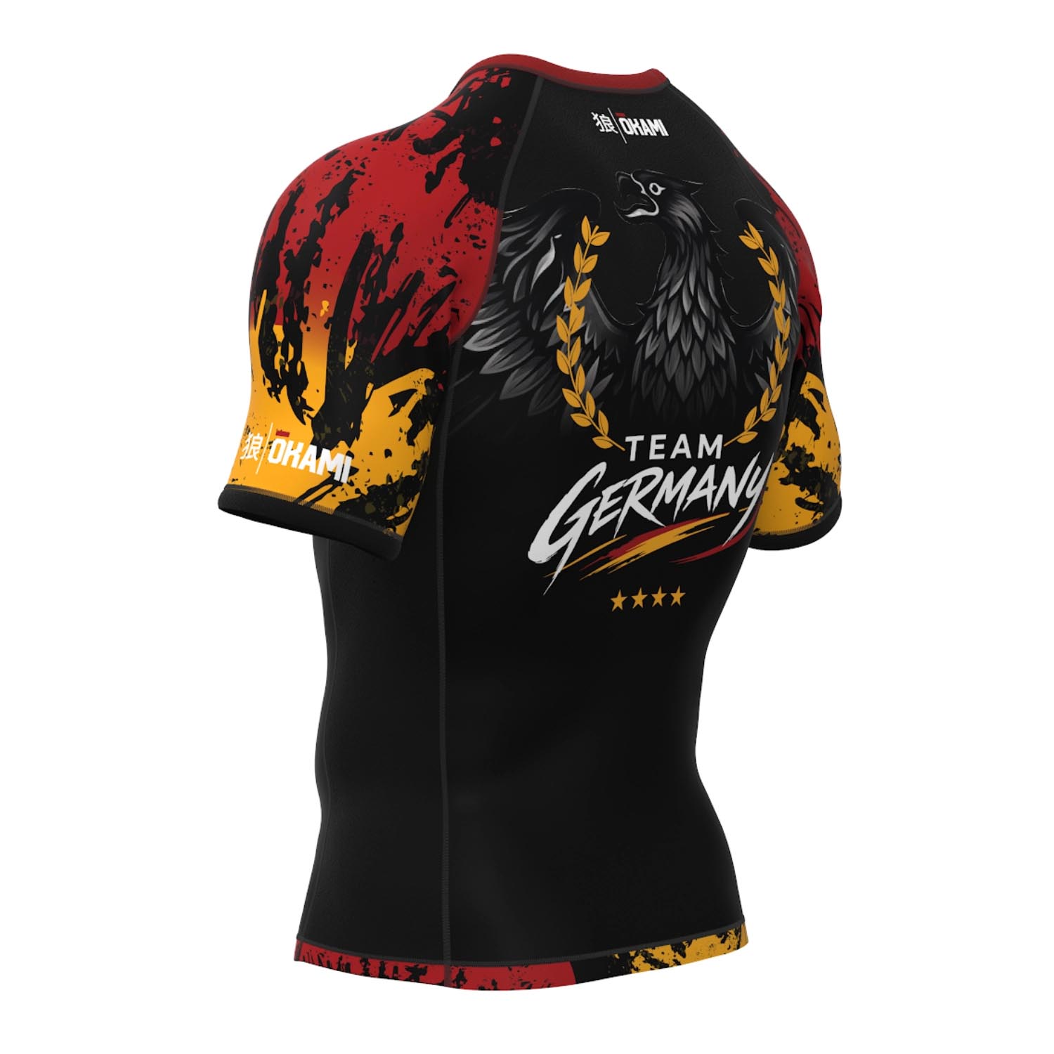 OKAMI Rashguard, S/S, Team Germany, black-red-gold, XXL