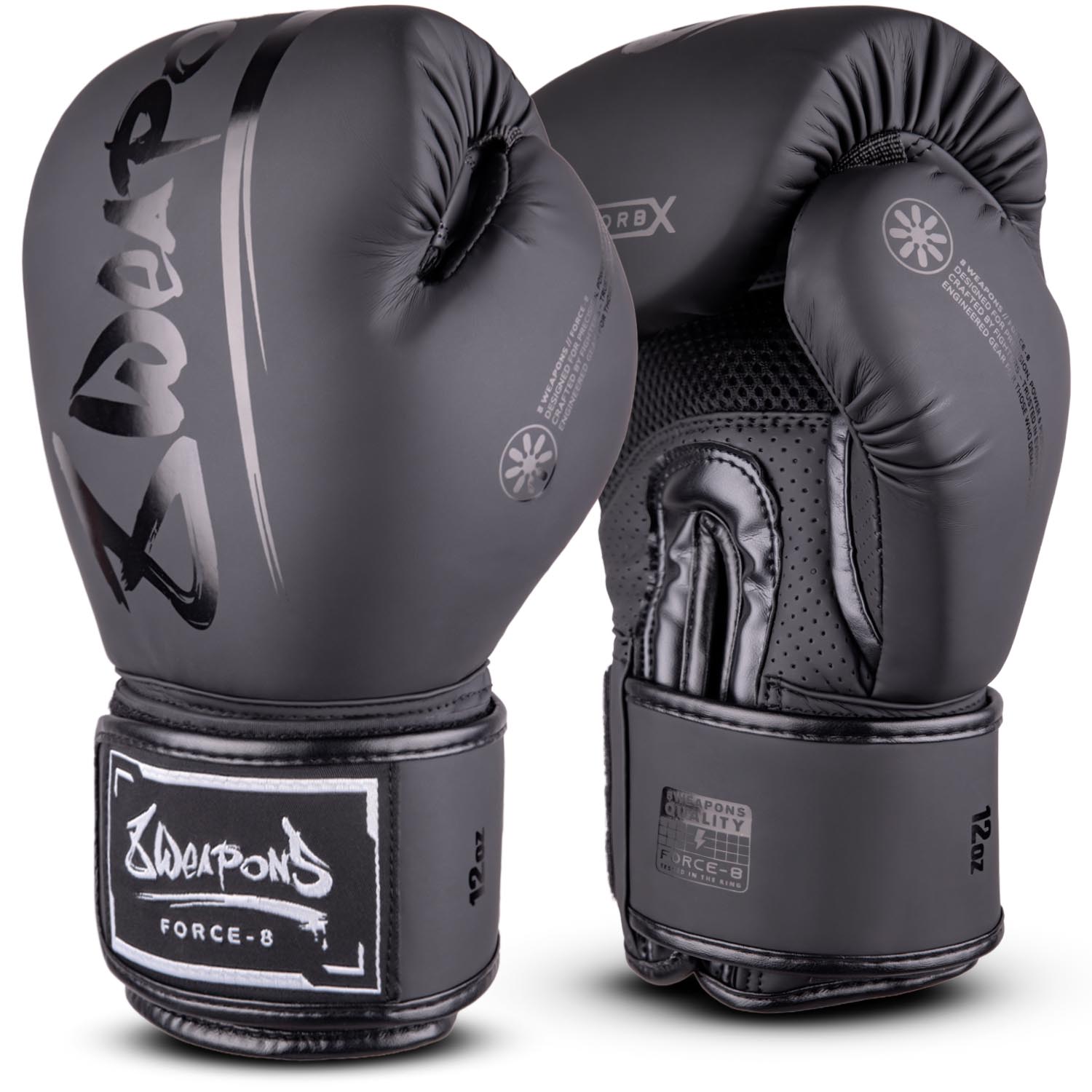 8 WEAPONS Boxing Gloves, Force 8, black-black, 10 Oz