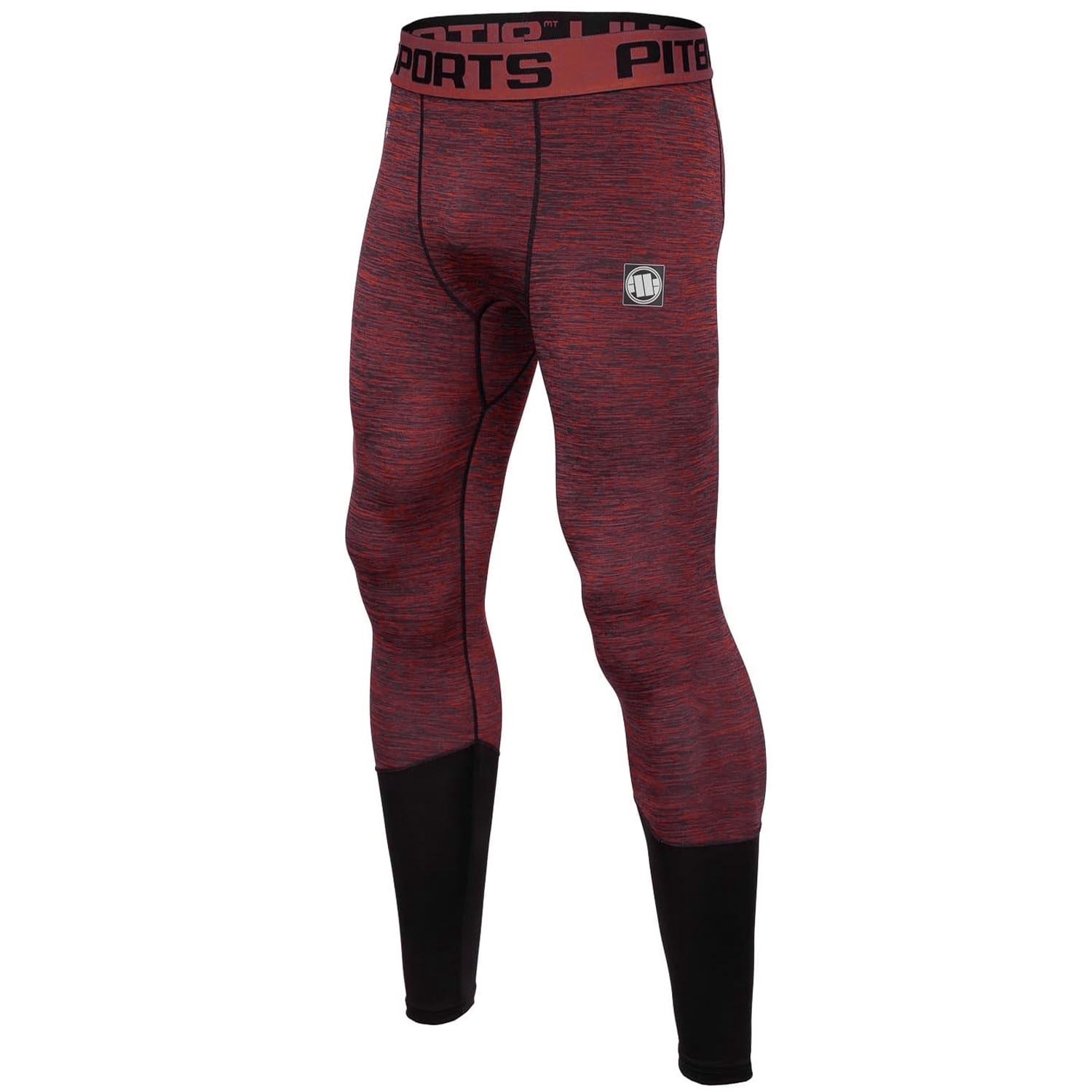 Pit Bull West Coast Compression Pants, Performance, Small Logo, dunkelrot