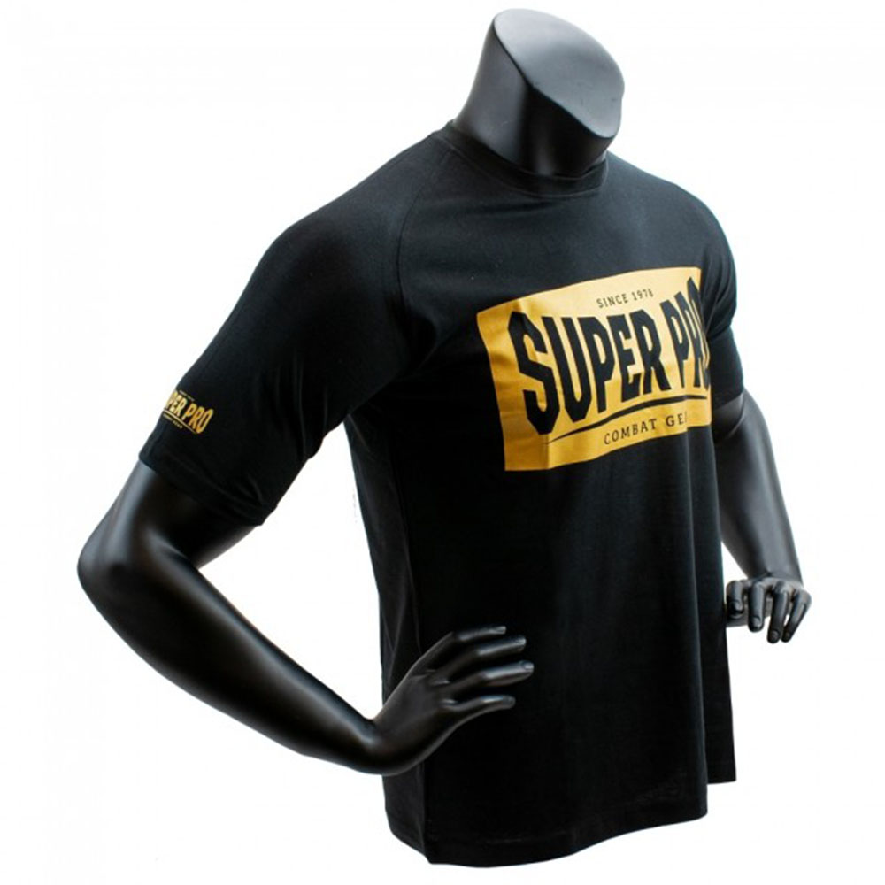 Super Pro T-Shirt, Block Logo, schwarz-gold