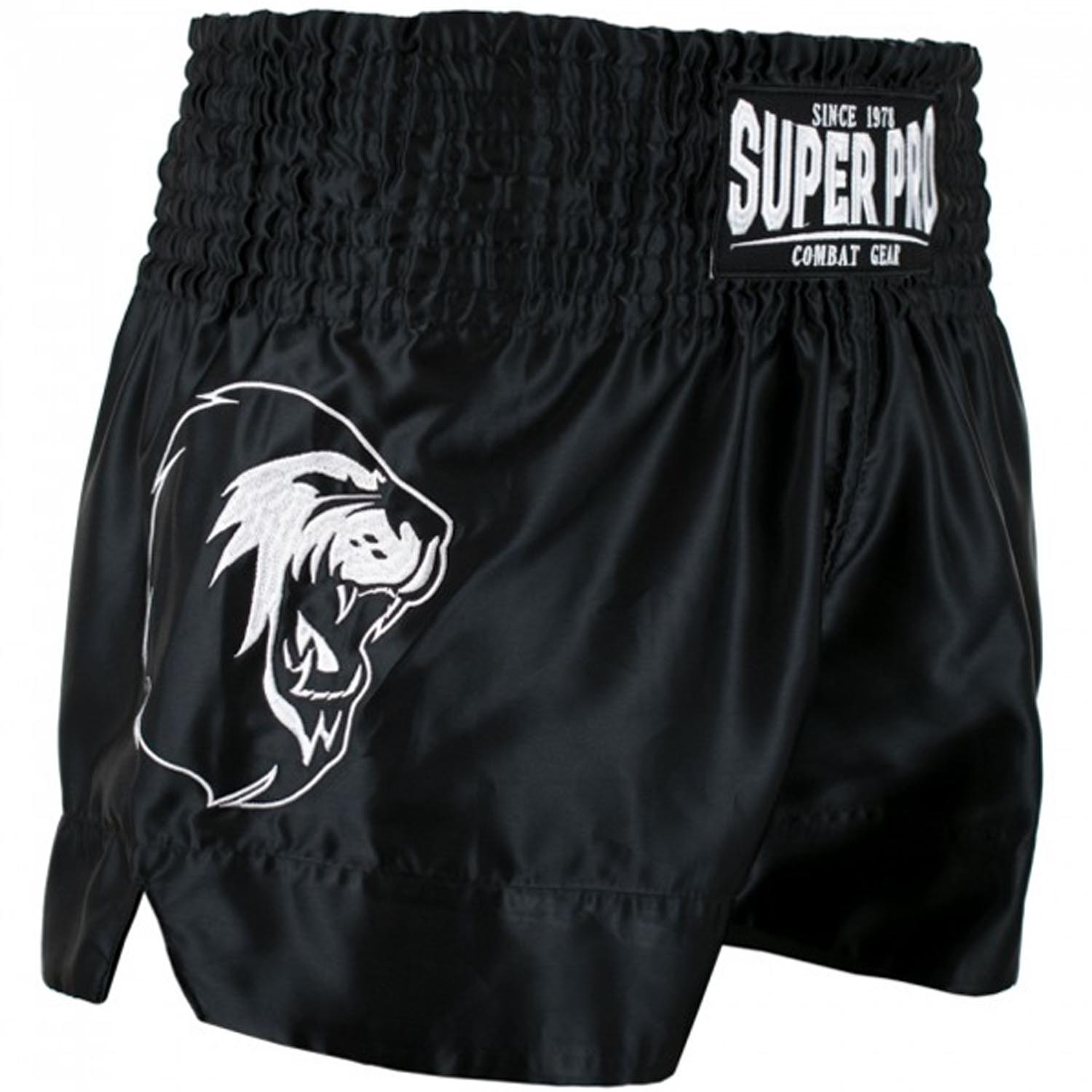 Super Pro Muay Thai Shorts, Hero, schwarz-weiß