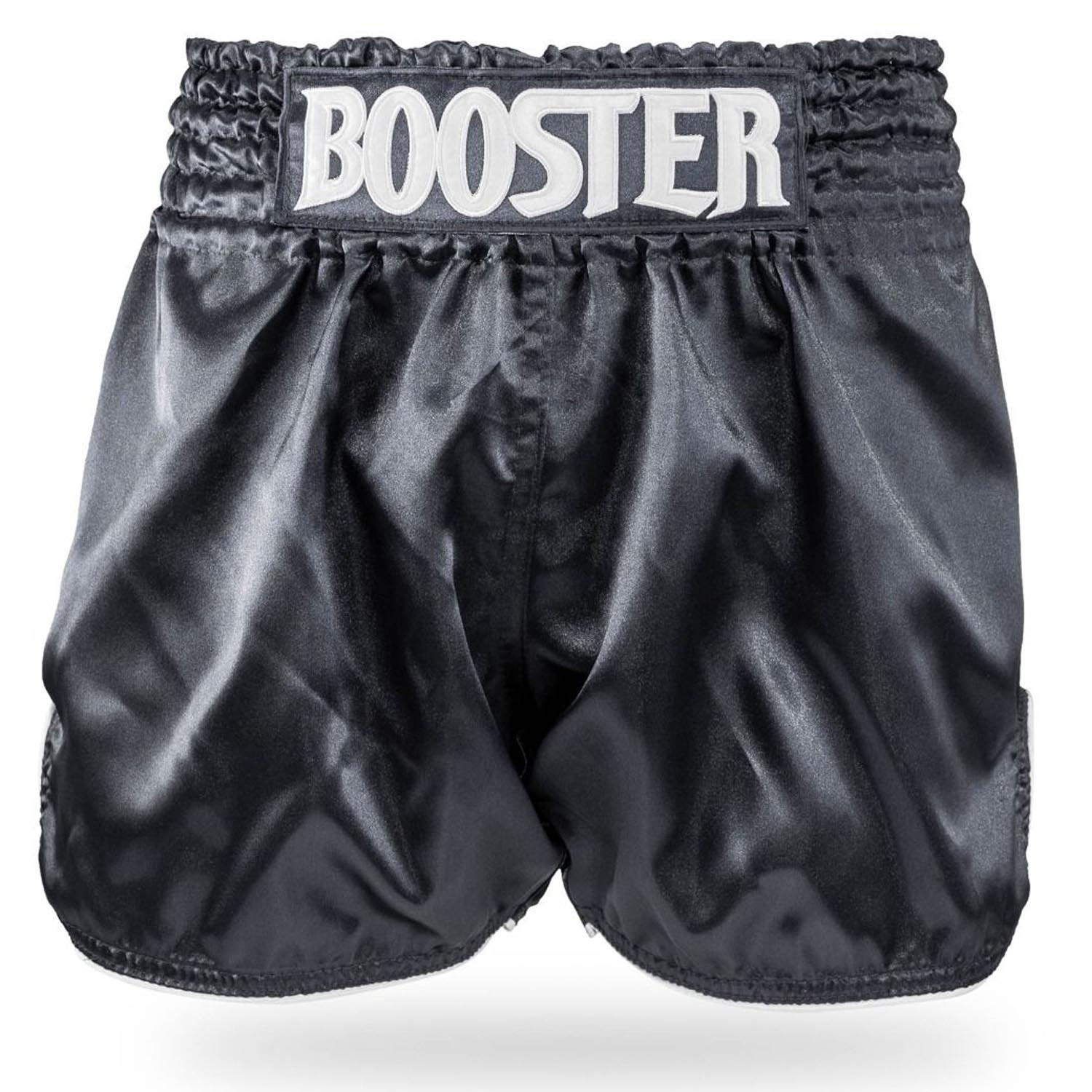 Booster Muay Thai Shorts, Plain V2, schwarz-weiß, XL