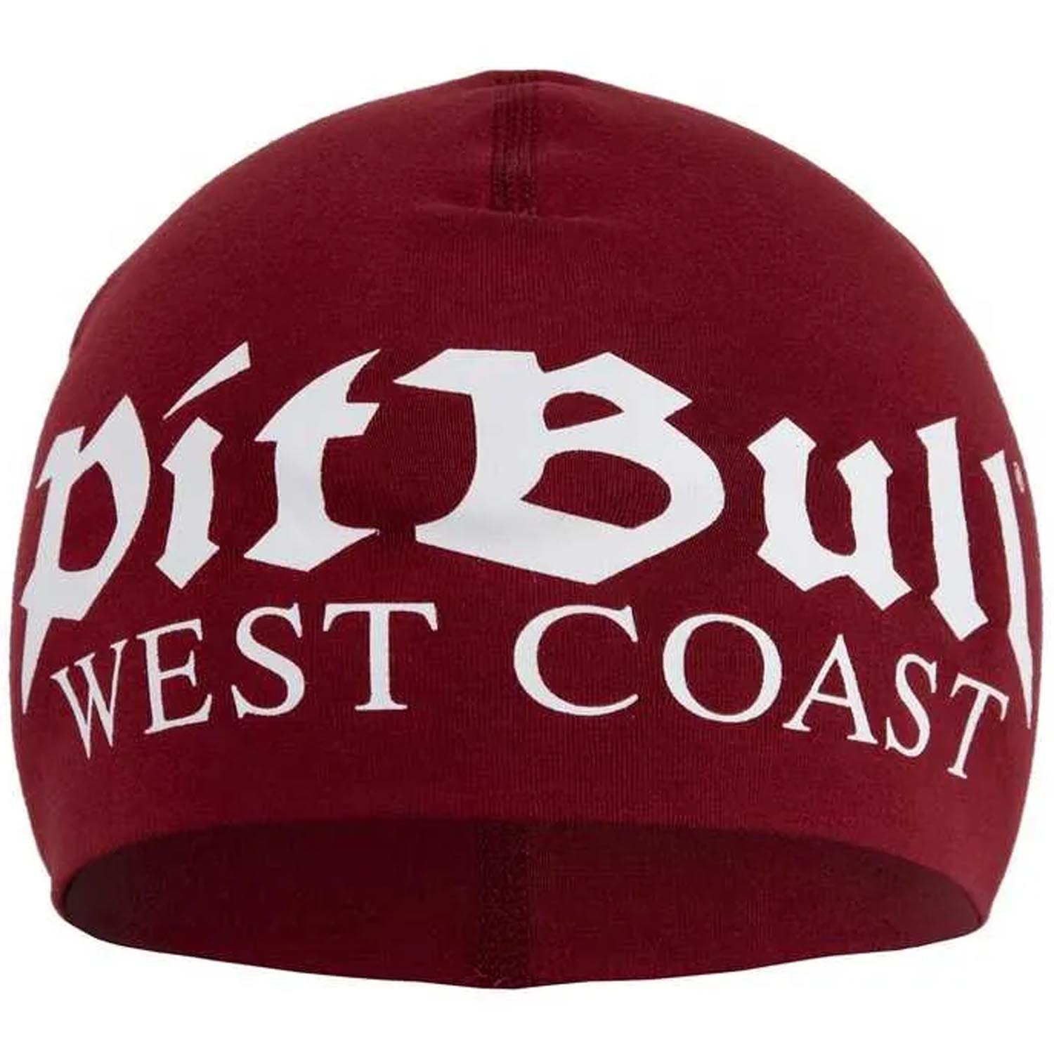 Pit Bull West Coast Beanie, Old Logo, weinrot