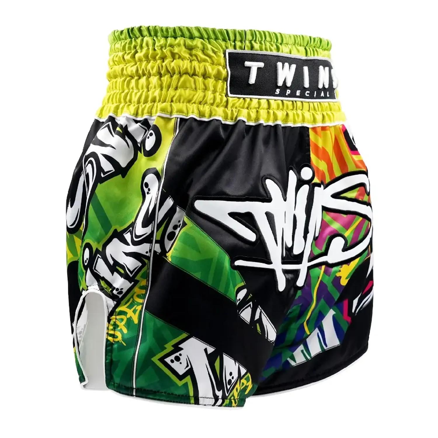 TWINS Special Muay Thai Shorts, Graffiti, black-green, L