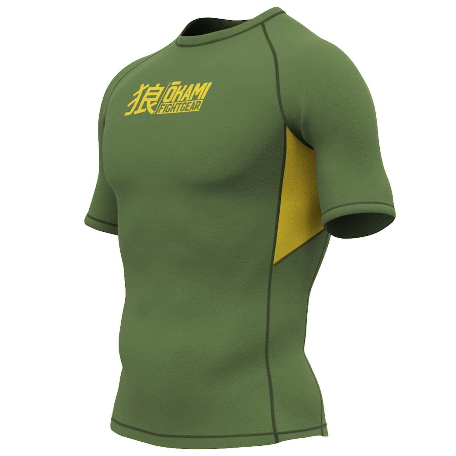 OKAMI Rashguard, S/S, Keii, khaki, XXL