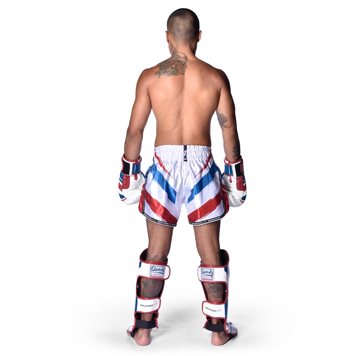 8 WEAPONS Muay Thai Shorts, Shift, white-navy-red, S