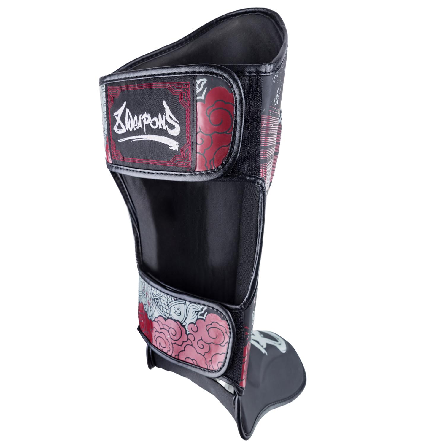 8 WEAPONS Shin Guards, Hanuman Yant, black-red, XL