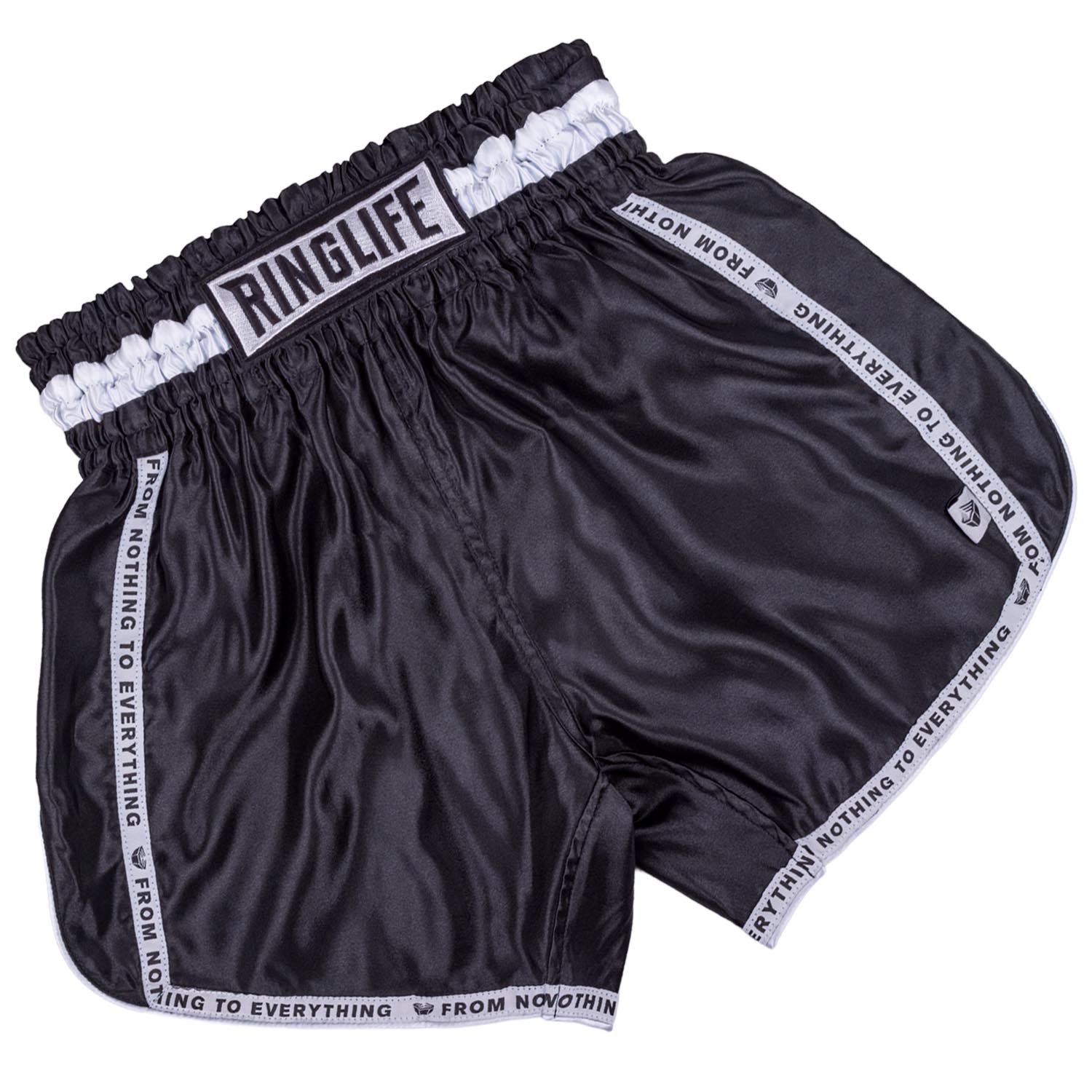 RINGLIFE Muay Thai Shorts, Label, black, XXL