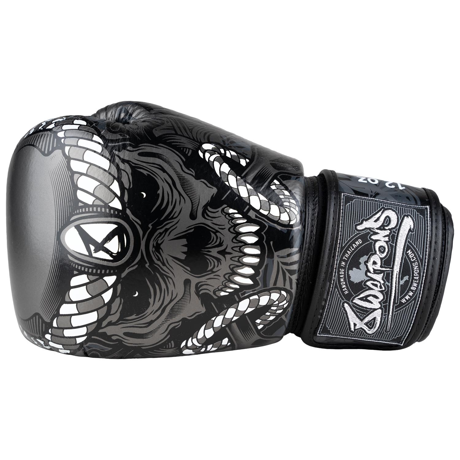 8 WEAPONS Boxing Gloves, Bone Island, black, 10 Oz