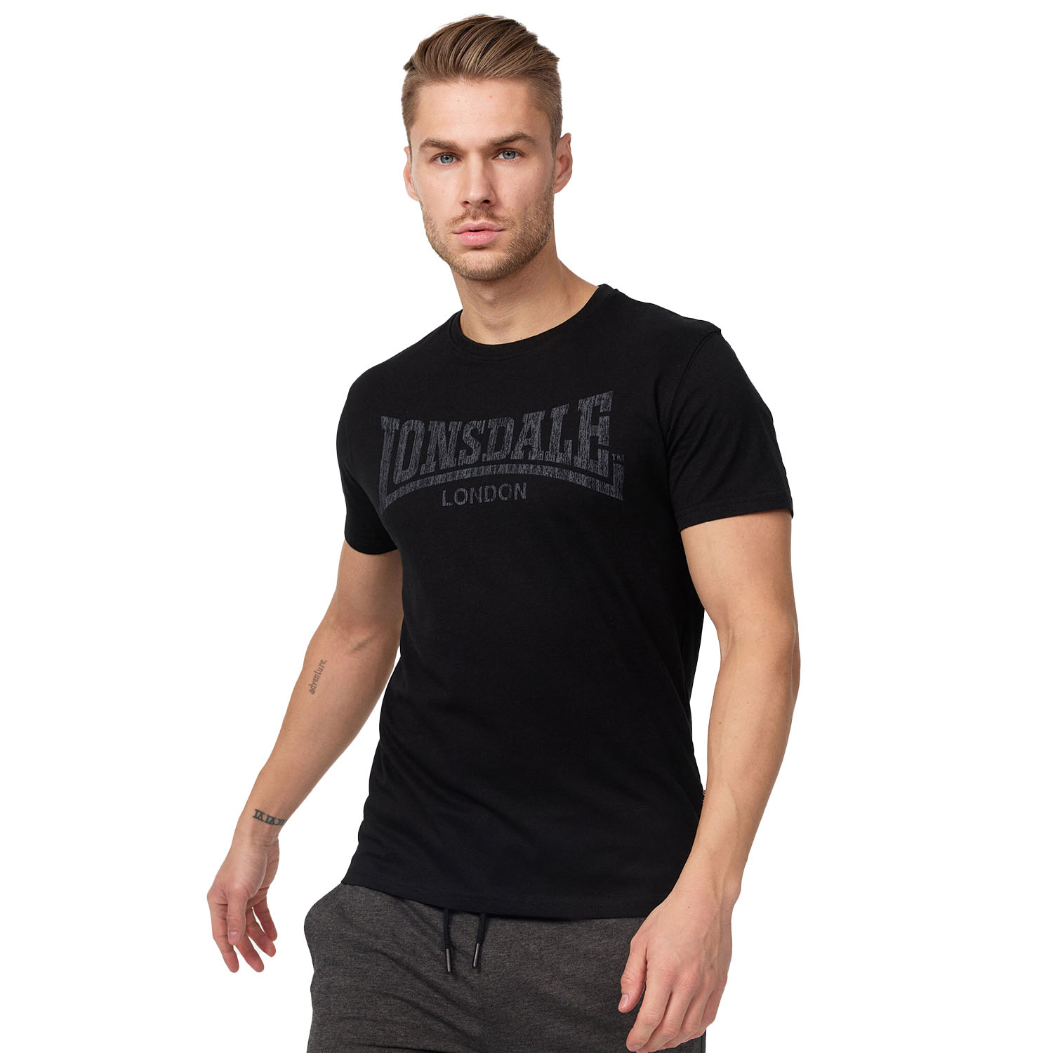 Lonsdale T-Shirt, Logo Kai, schwarz-schwarz, XXL