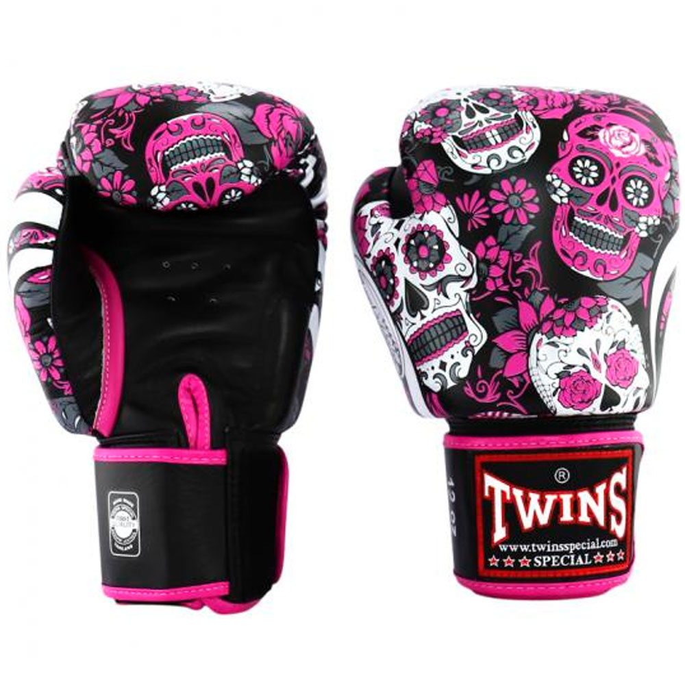 TWINS Special Boxing Gloves, FBGVL3 Skull, pink, 10 Oz