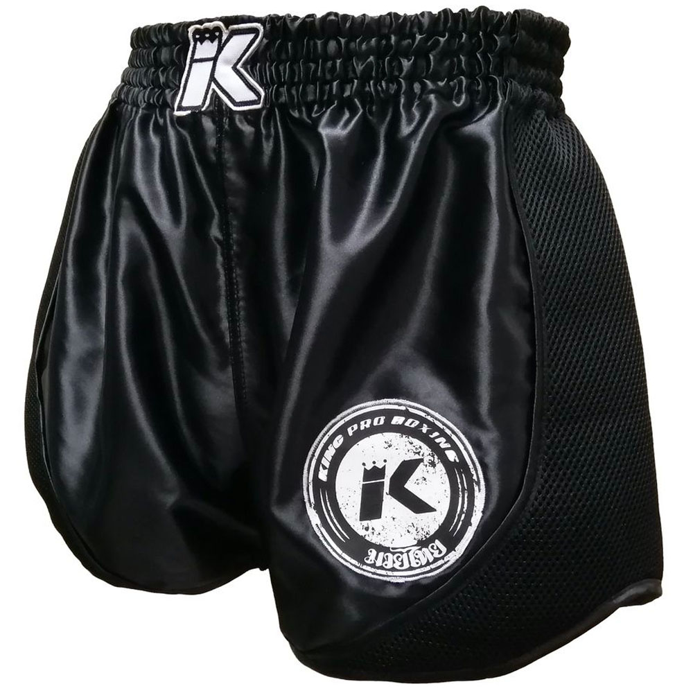 KING PRO BOXING Muay Thai Shorts, Retro Mesh 1, black, S