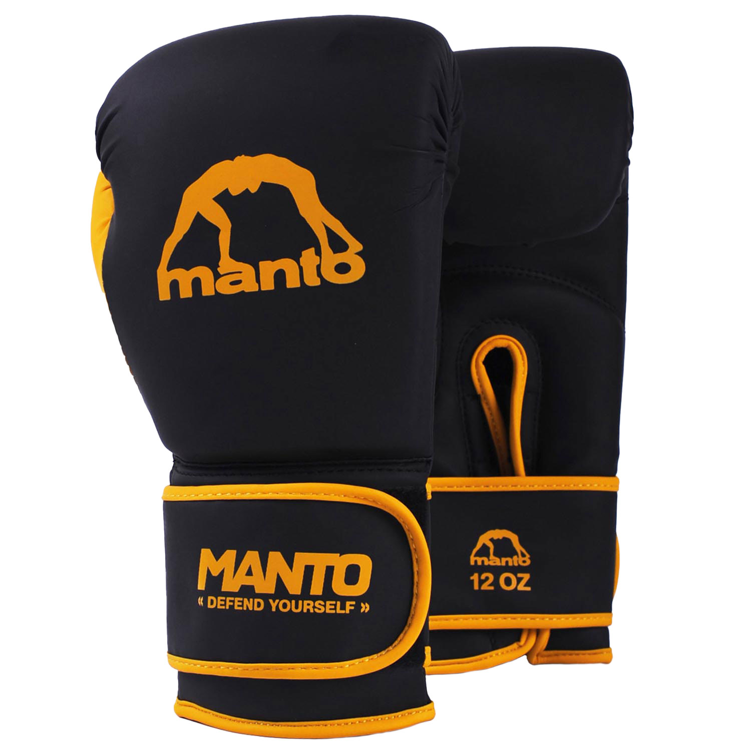 MANTO Boxing Gloves, Essential, black-orange, 14 Oz