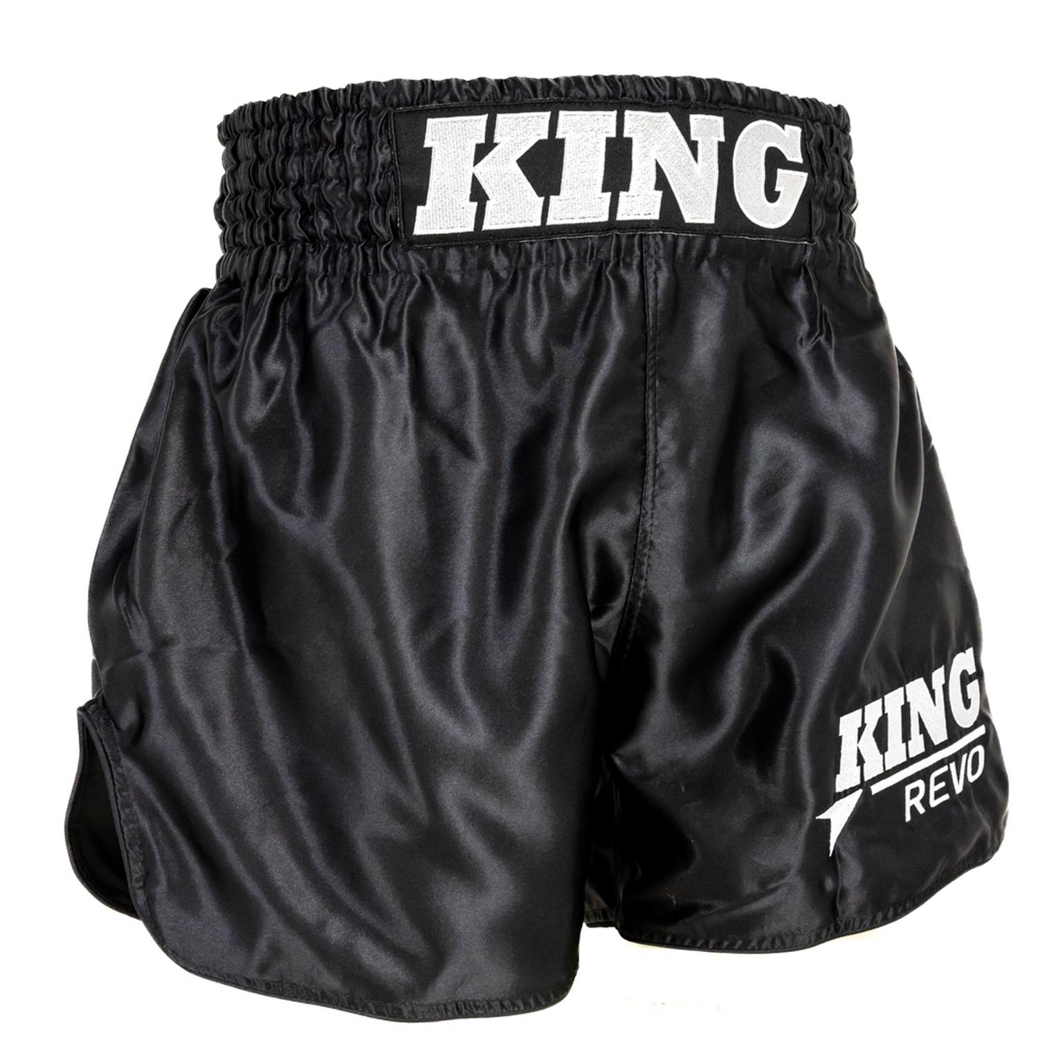 KING PRO BOXING Muay Thai Shorts, Revo 1, black-white, M