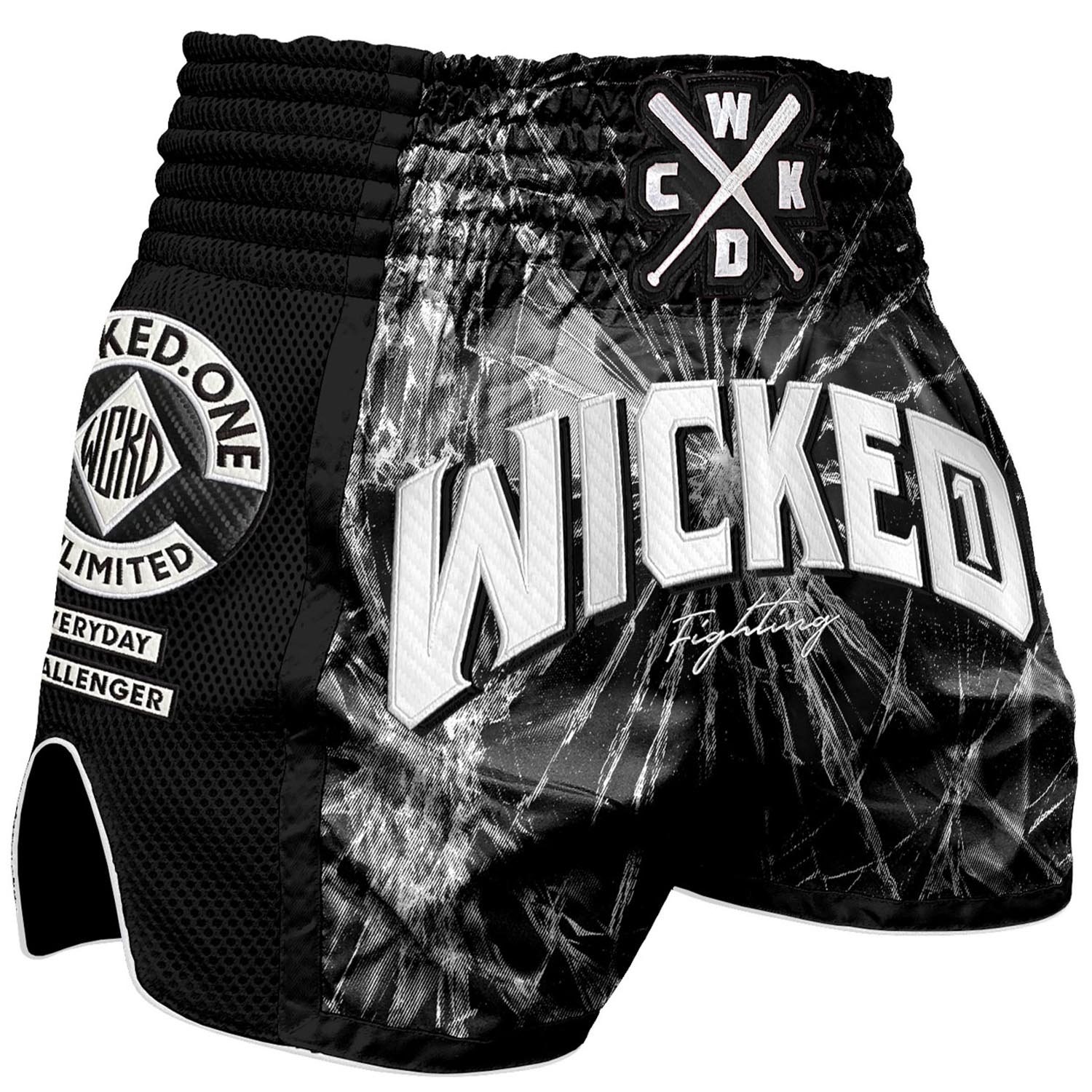 Wicked One Muay Thai Shorts, Trouble, black