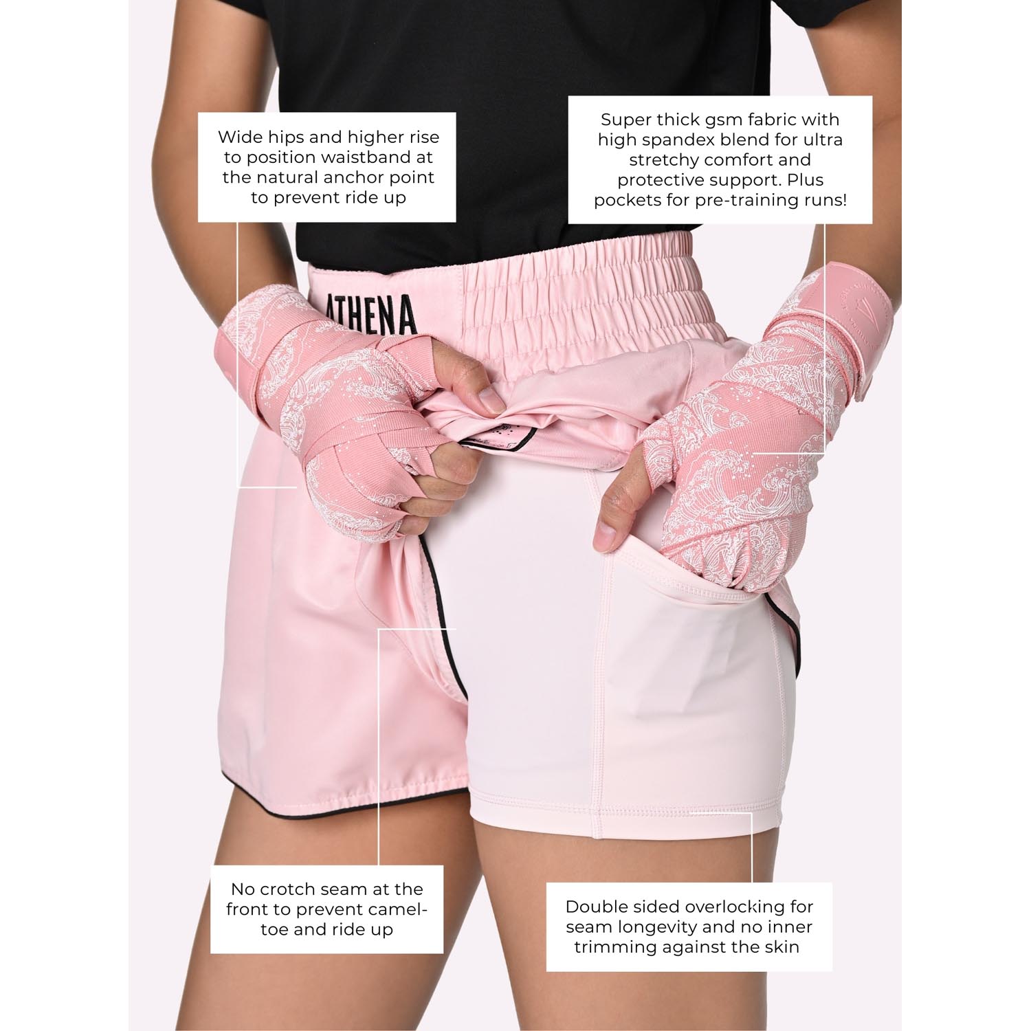 ATHENA Muay Thai Shorts, Woman, Ryoko, pink, XS