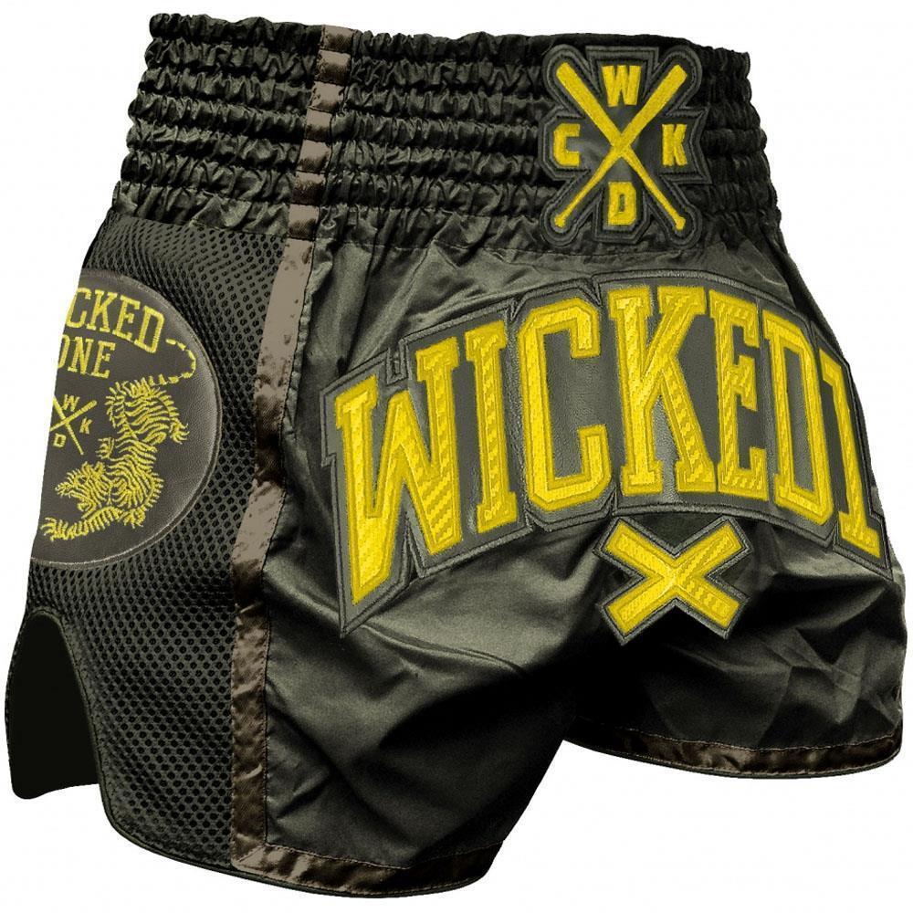 Wicked One Muay Thai Shorts, Cross, khaki-gelb