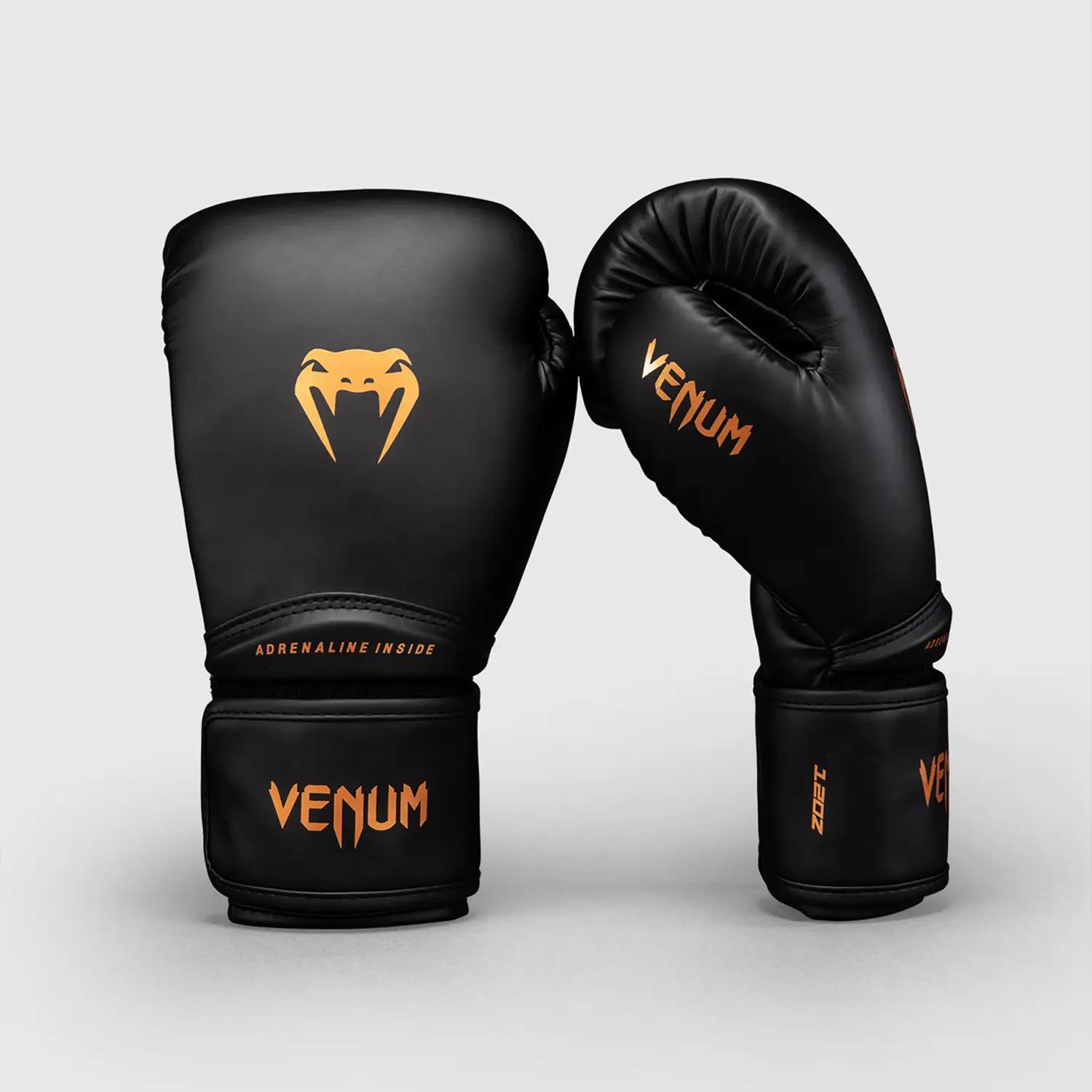 VENUM Boxing Gloves, Contender, 1.5, black-gold, 16 Oz