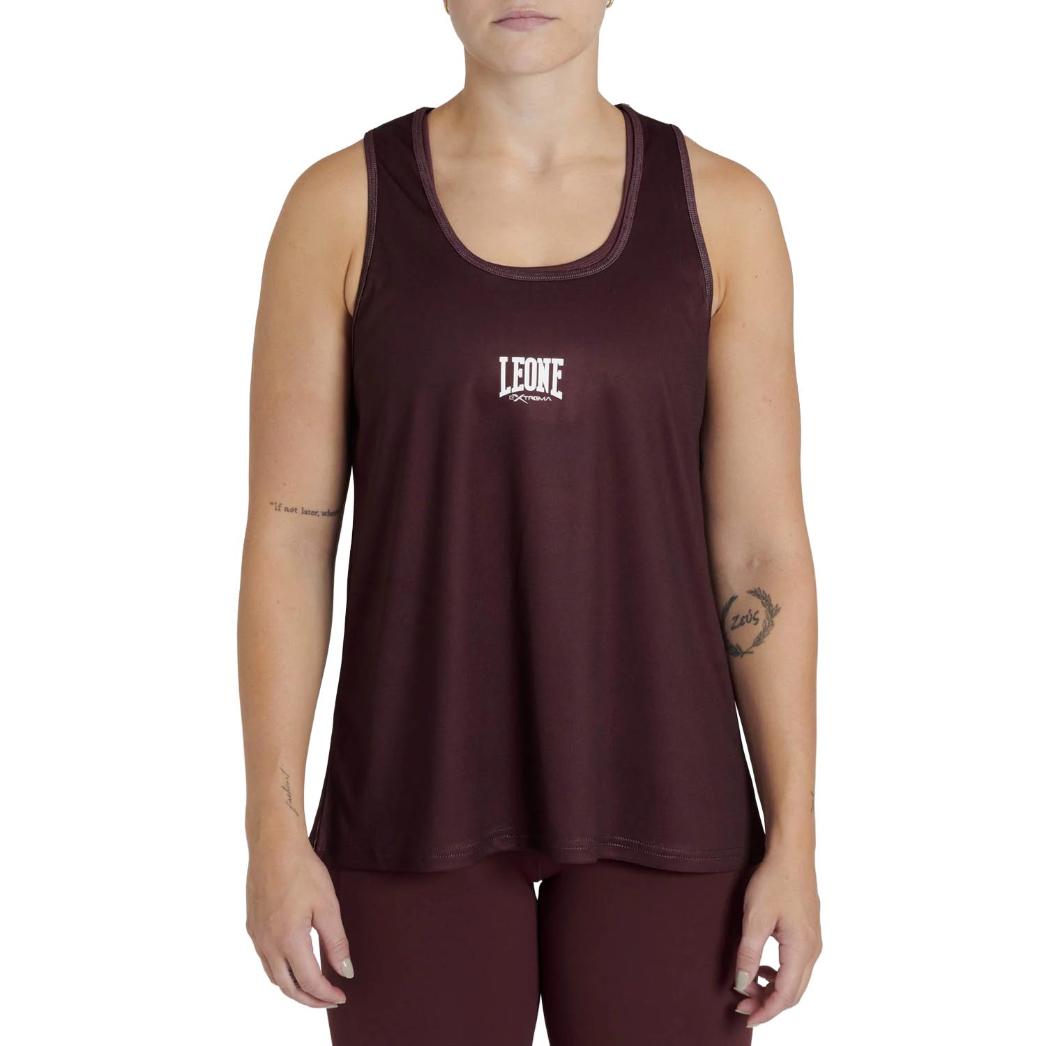 LEONE Tank Top, Women, Logo, wine red-white, L